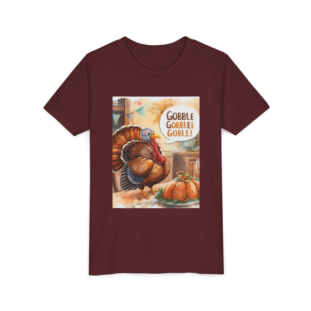 Thanksgiving Turkey Youth Tee, Gobble Gobble Shirt, Kids Thanksgiving Apparel, Fall Celebration Tee, Funny Turkey Shirt