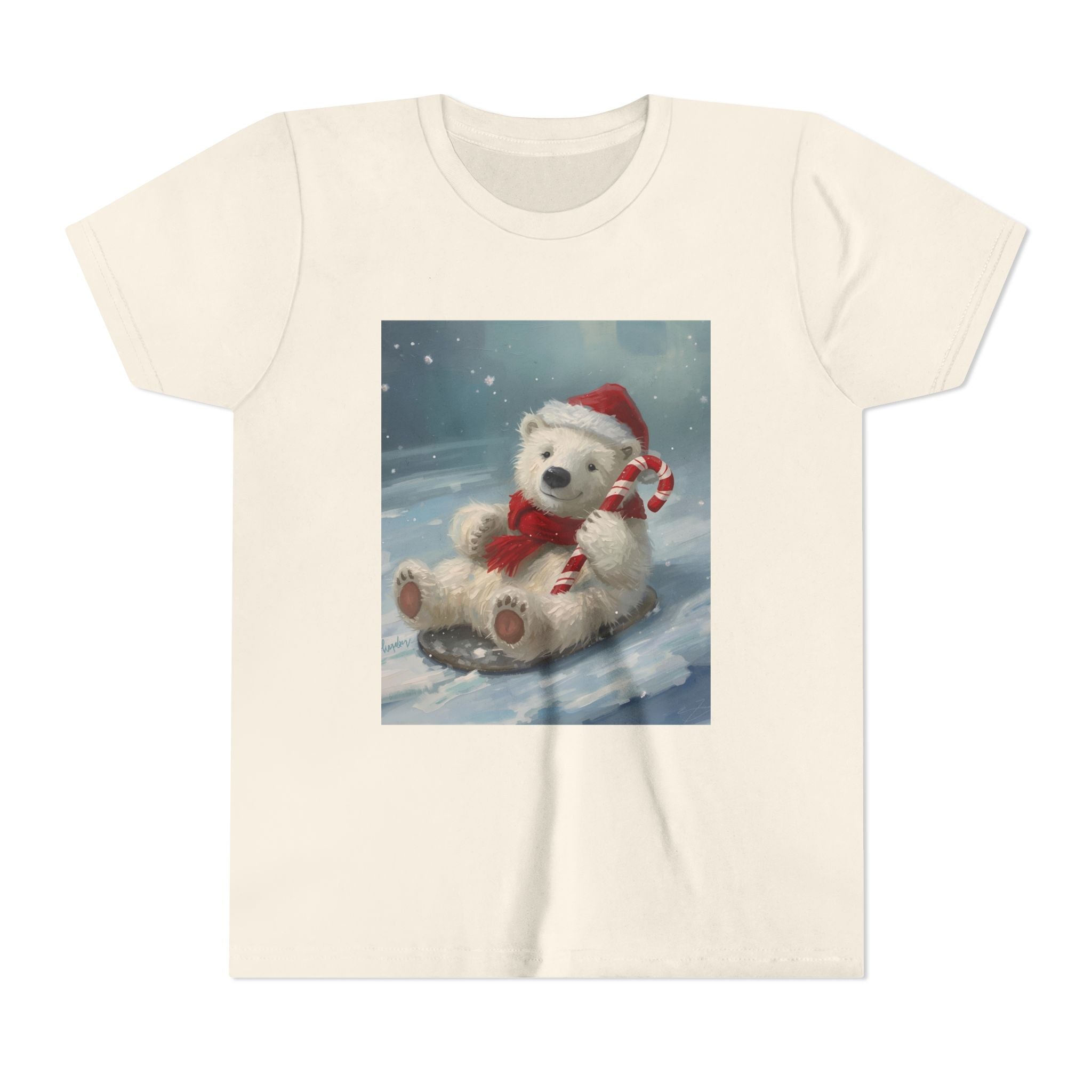Cute Christmas Bear Youth Short Sleeve Tee