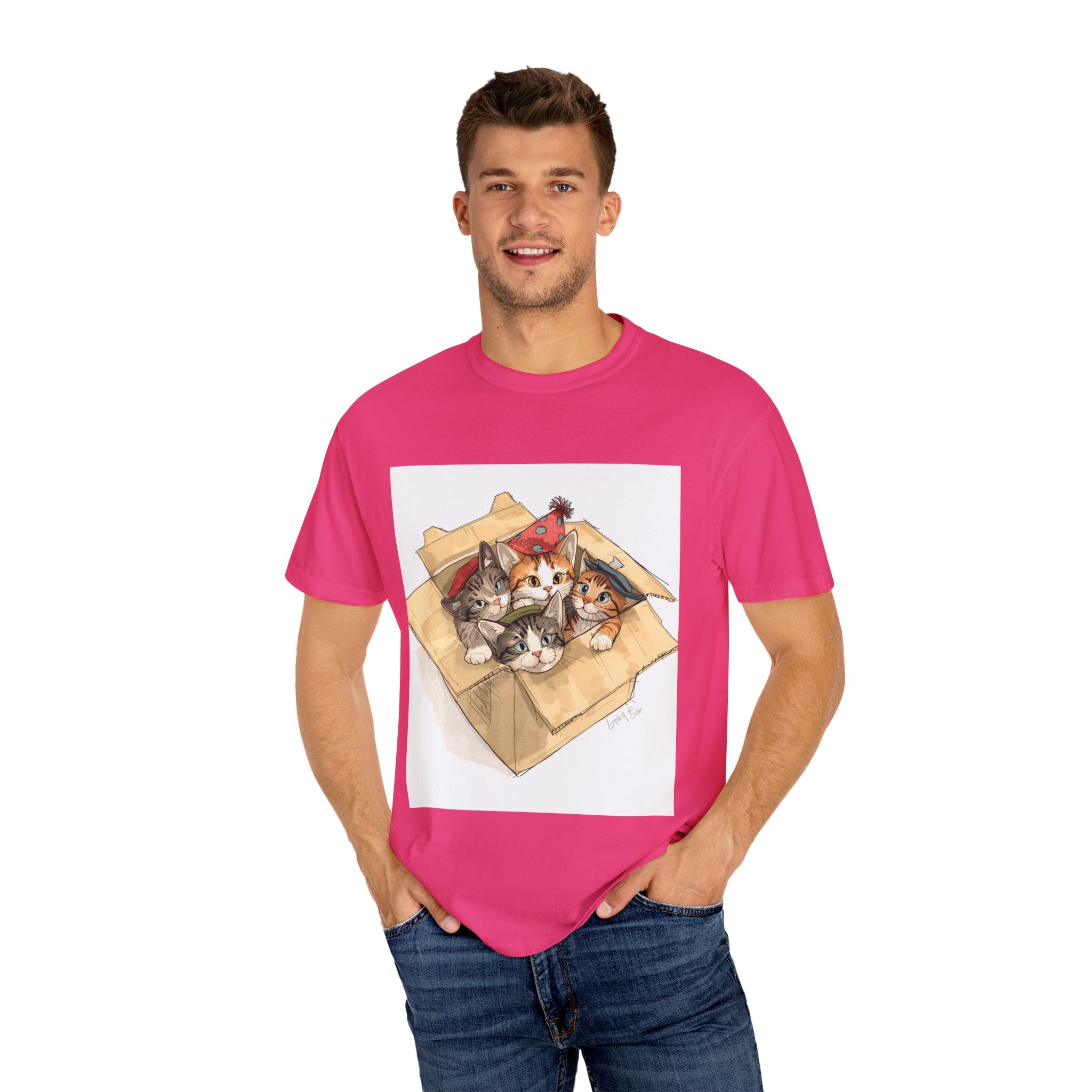 Cute Kittens In Box Unisex Garment-Dyed T-shirt