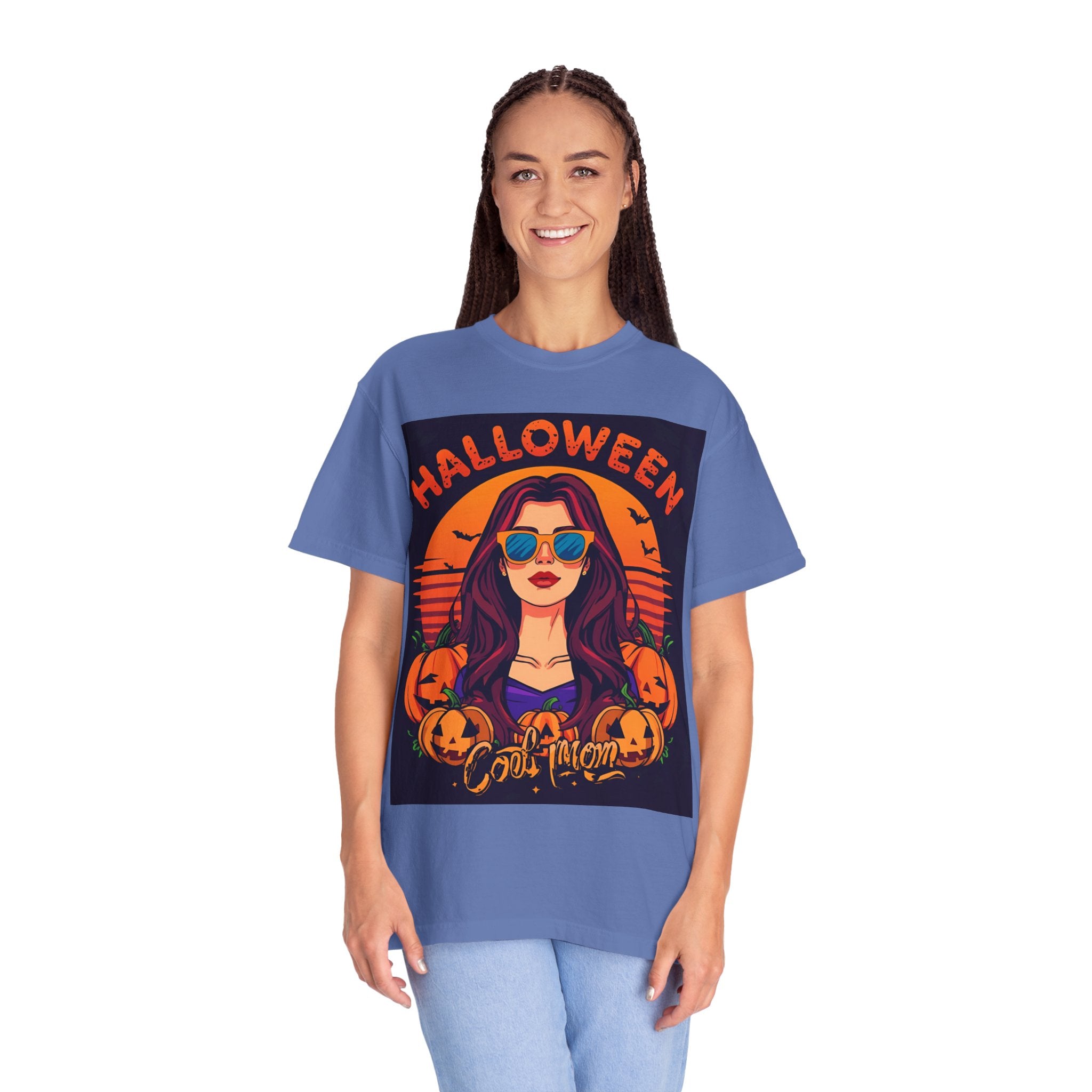 Halloween Cool Mom T-Shirt, Unisex Garment-Dyed Tee, Spooky Season Apparel, Fall Fashion, Halloween Costume Shirt