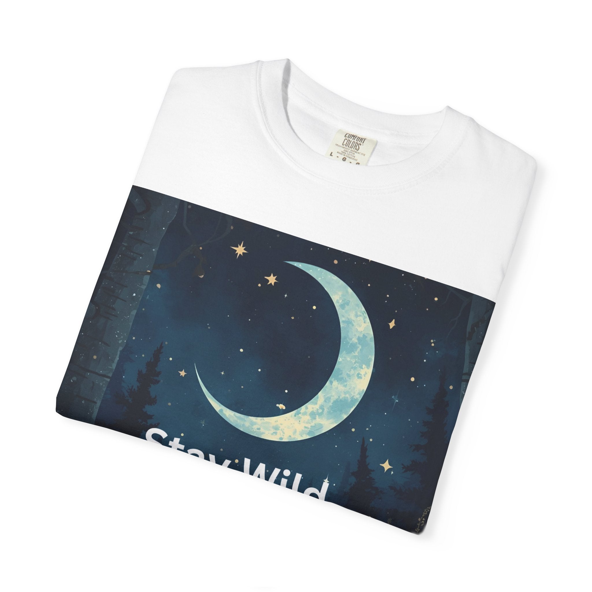 Stay Wild Moon Child Garment-Dyed T-Shirt | Unisex Graphic Tee for Nature Lovers, Boho Style, Gift for Friends, Eco-Friendly Fashion