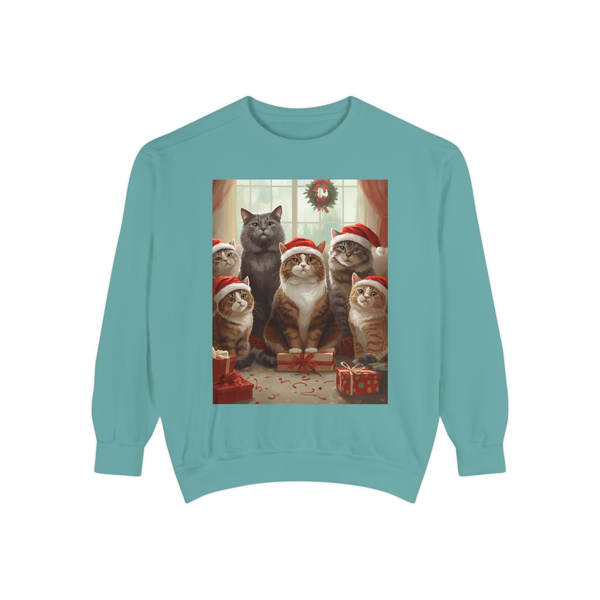 Cozy Holiday Cat Sweatshirt, Festive Sweatshirt for Cat Lovers, Christmas Gift for Pet Owners, Cute Cat Apparel, Winter Wardrobe Essential