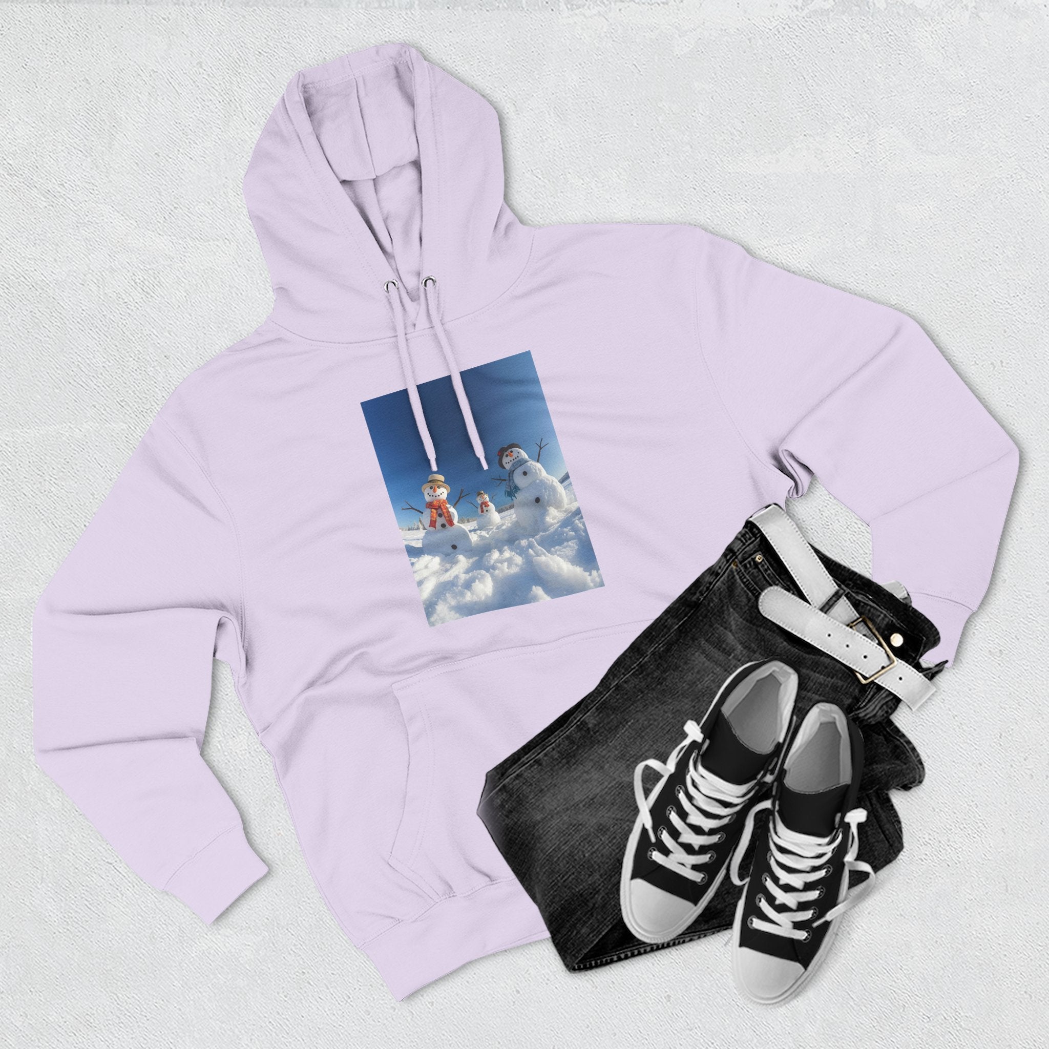 Cozy Fleece Hoodie with Fun Snowmen Design, Winter Wear, Gift for Christmas, Birthday Present, Casual Outfit, Hoodie for Snow Lovers