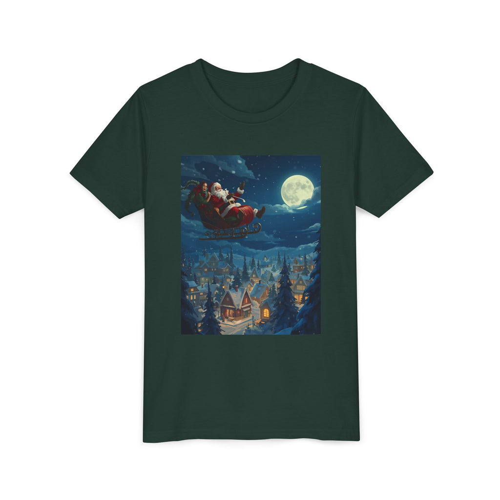 Christmas Santa Sleigh Youth Short Sleeve Tee