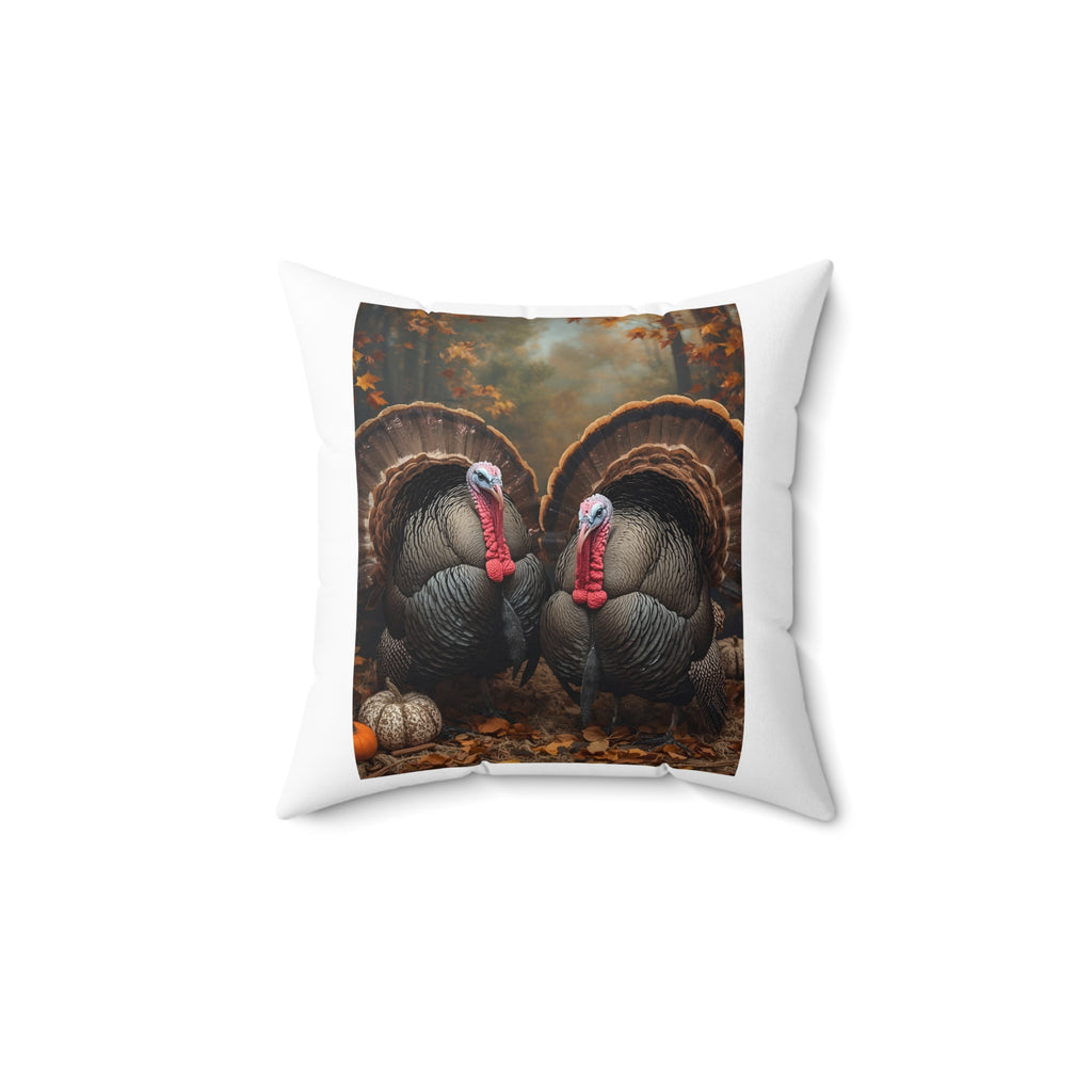 Thanksgiving Turkey Spun Polyester Square Pillow