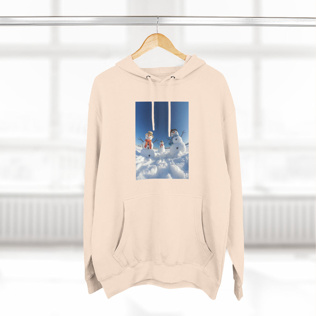Cozy Fleece Hoodie with Fun Snowmen Design, Winter Wear, Gift for Christmas, Birthday Present, Casual Outfit, Hoodie for Snow Lovers