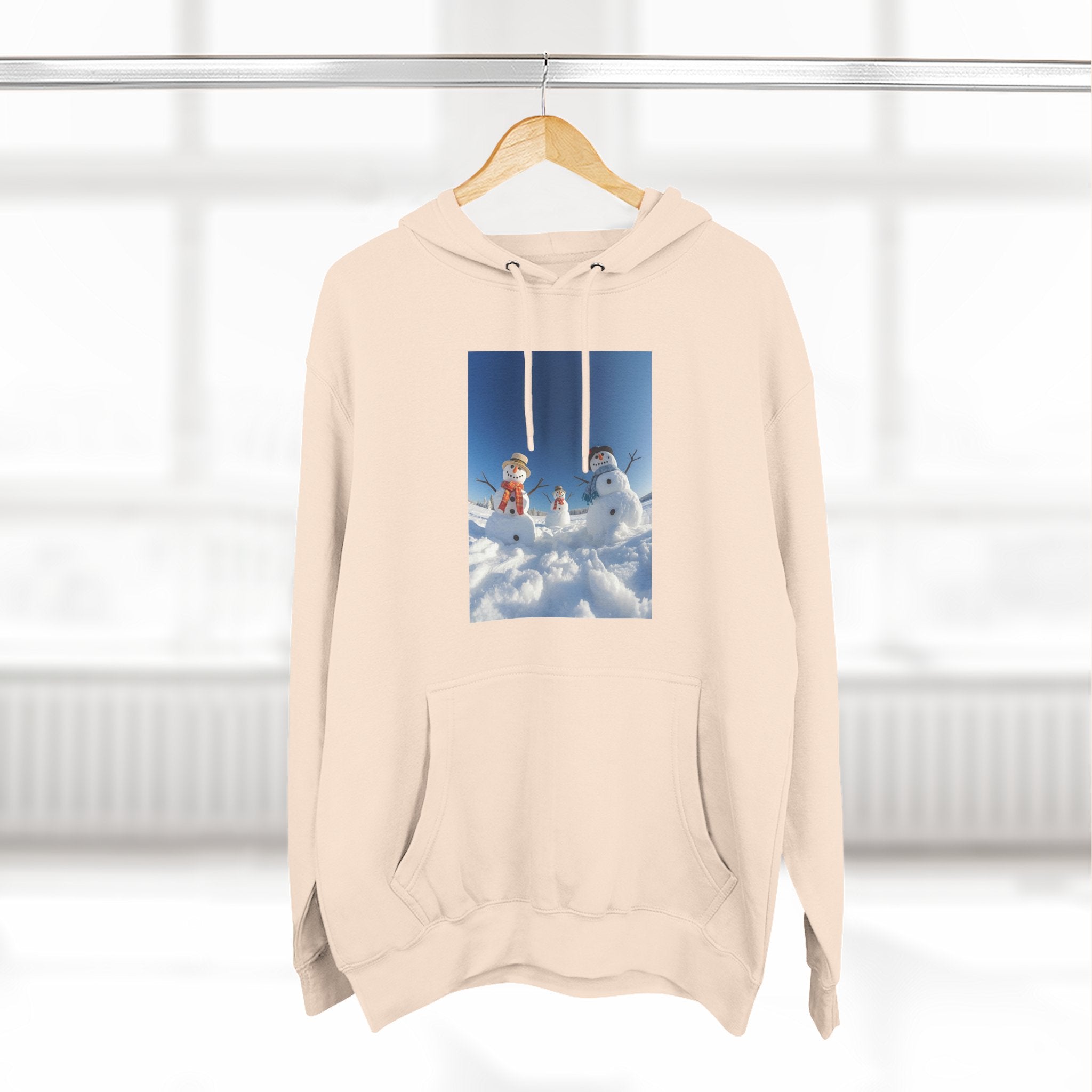 Cozy Fleece Hoodie with Fun Snowmen Design, Winter Wear, Gift for Christmas, Birthday Present, Casual Outfit, Hoodie for Snow Lovers
