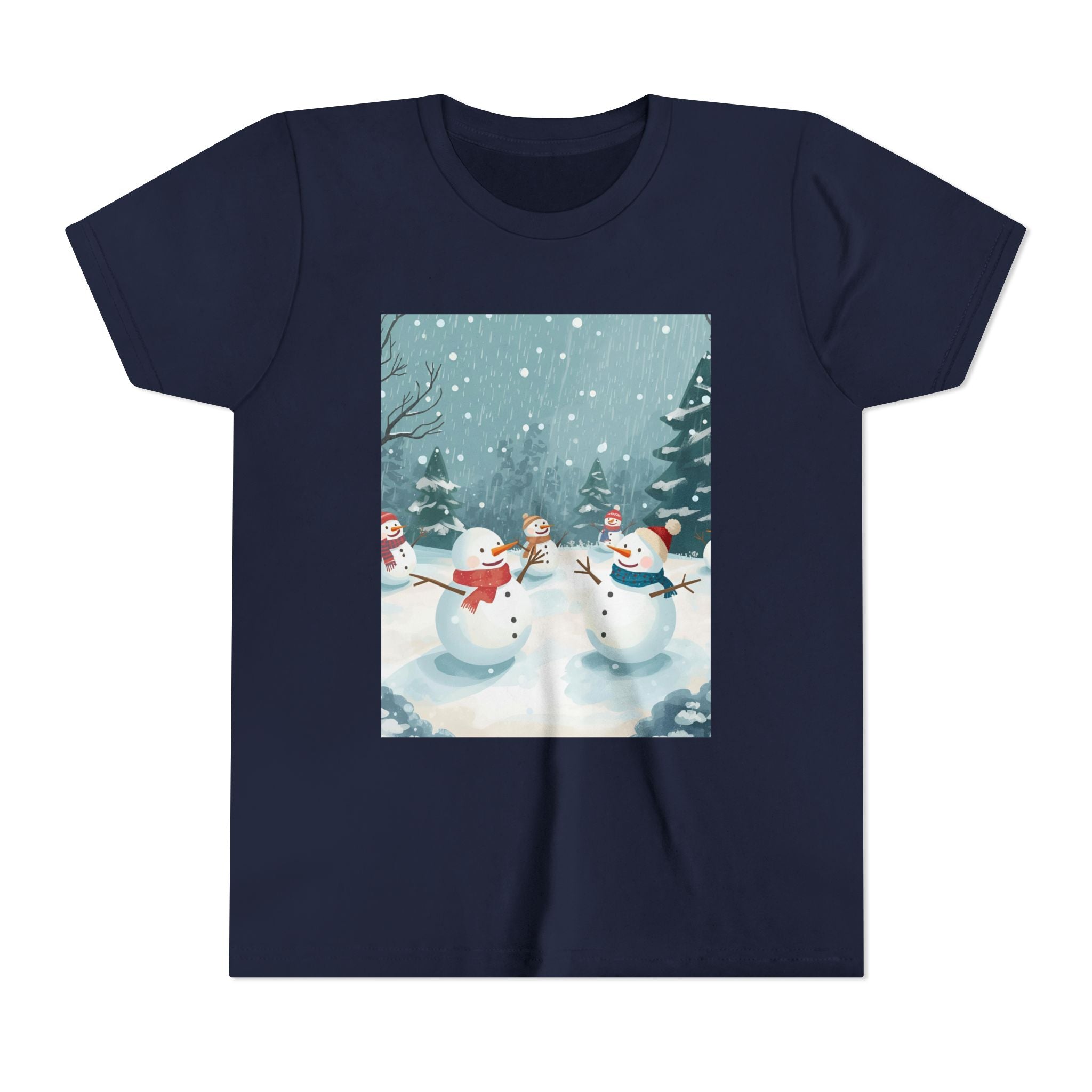 Festive Christmas Snowman Youth Short Sleeve Tee