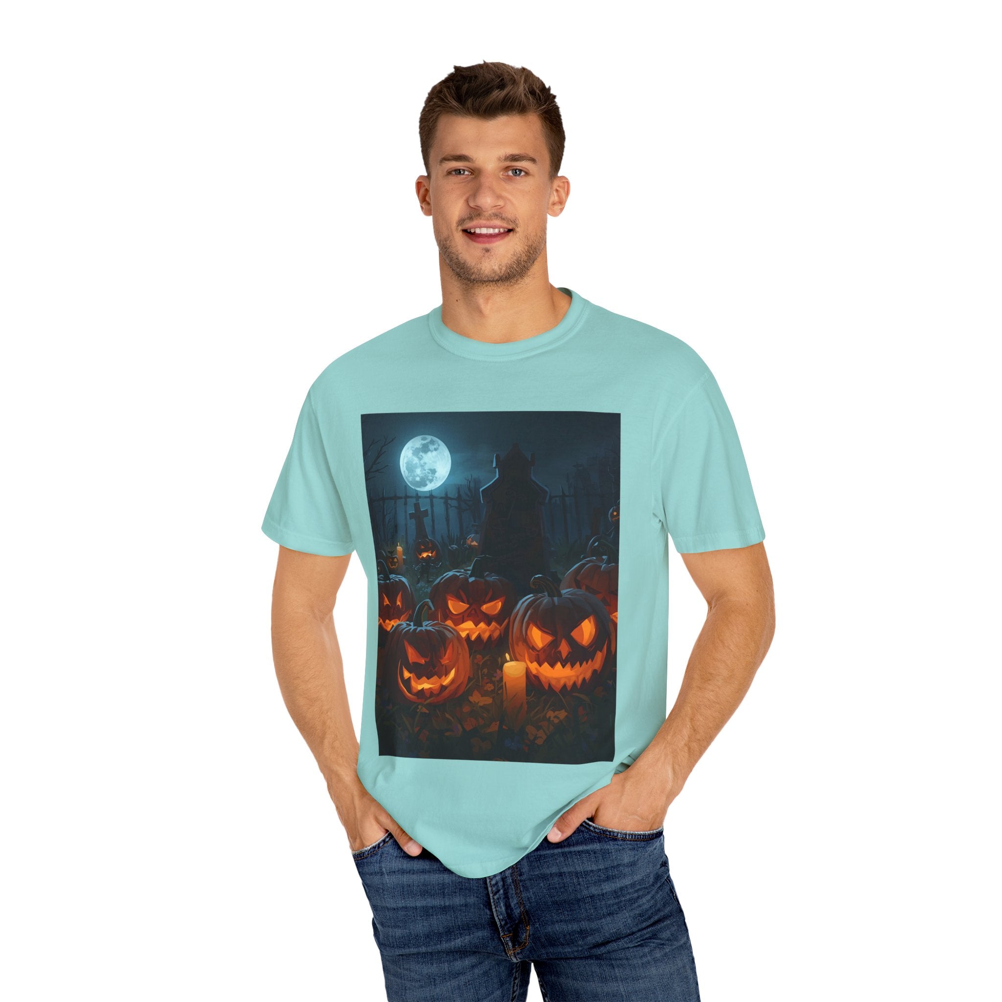 Scary Halloween Pumpkin Unisex Garment-Dyed T-shirt