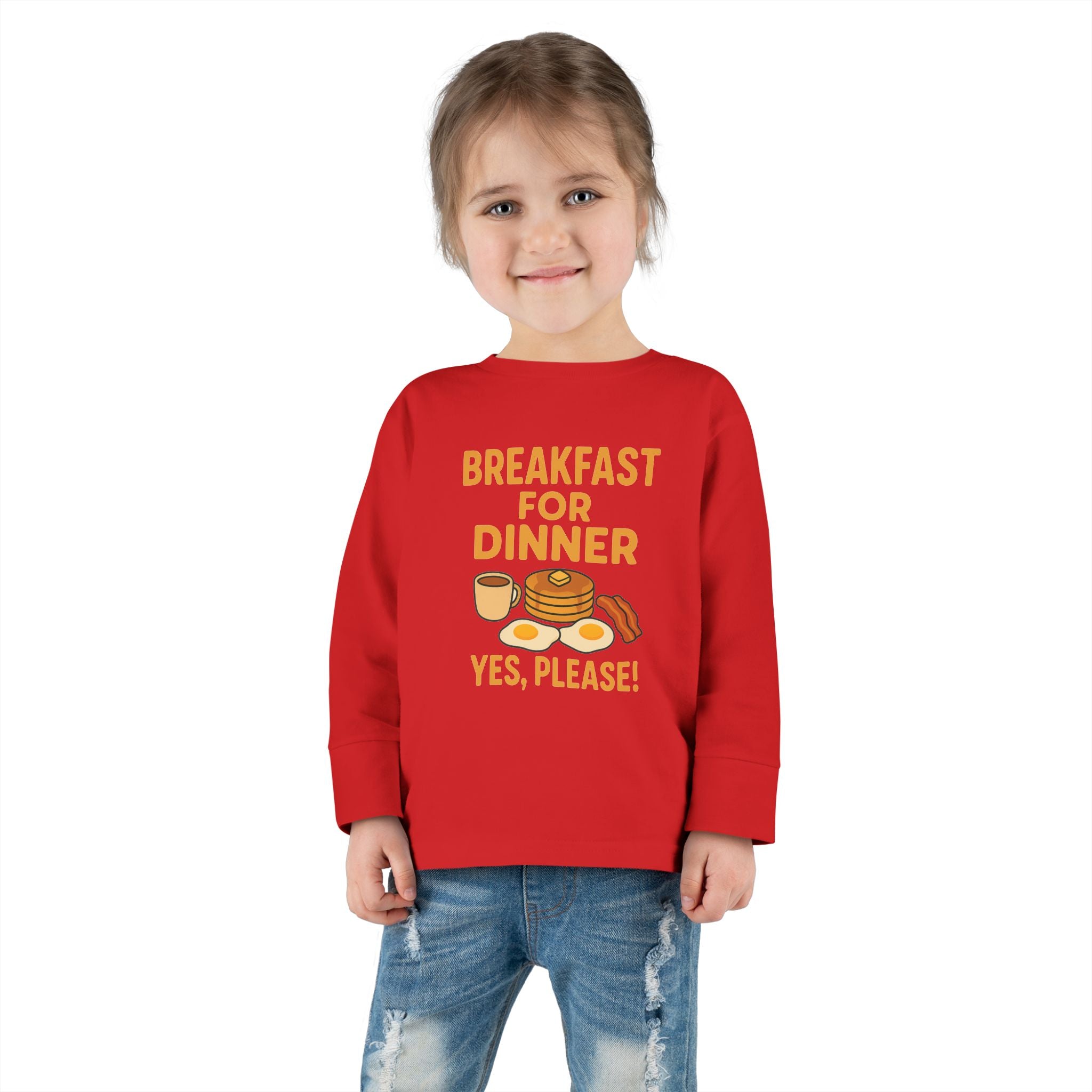 Breakfast For Dinner Toddler Long Sleeve Tee
