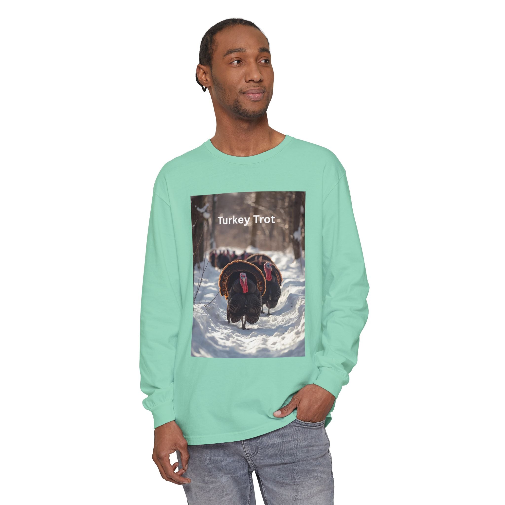 Turkey Trot Long Sleeve T-Shirt, Fall Festival Apparel, Thanksgiving Celebration Top, Unisex Holiday Shirt, Comfortable Everyday Wear