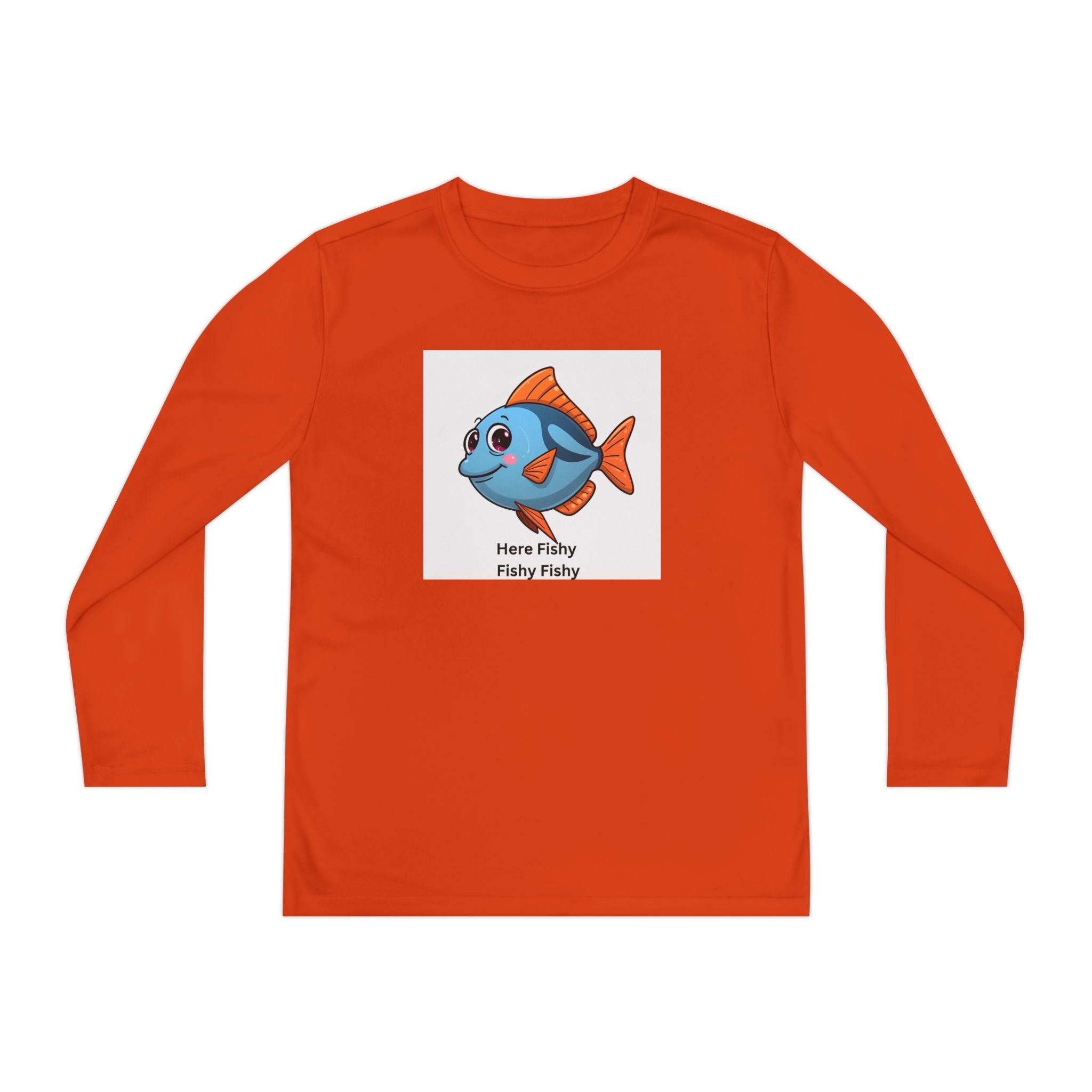 Here Fishy Fishy Fishy Youth Long Sleeve Competitor Tee
