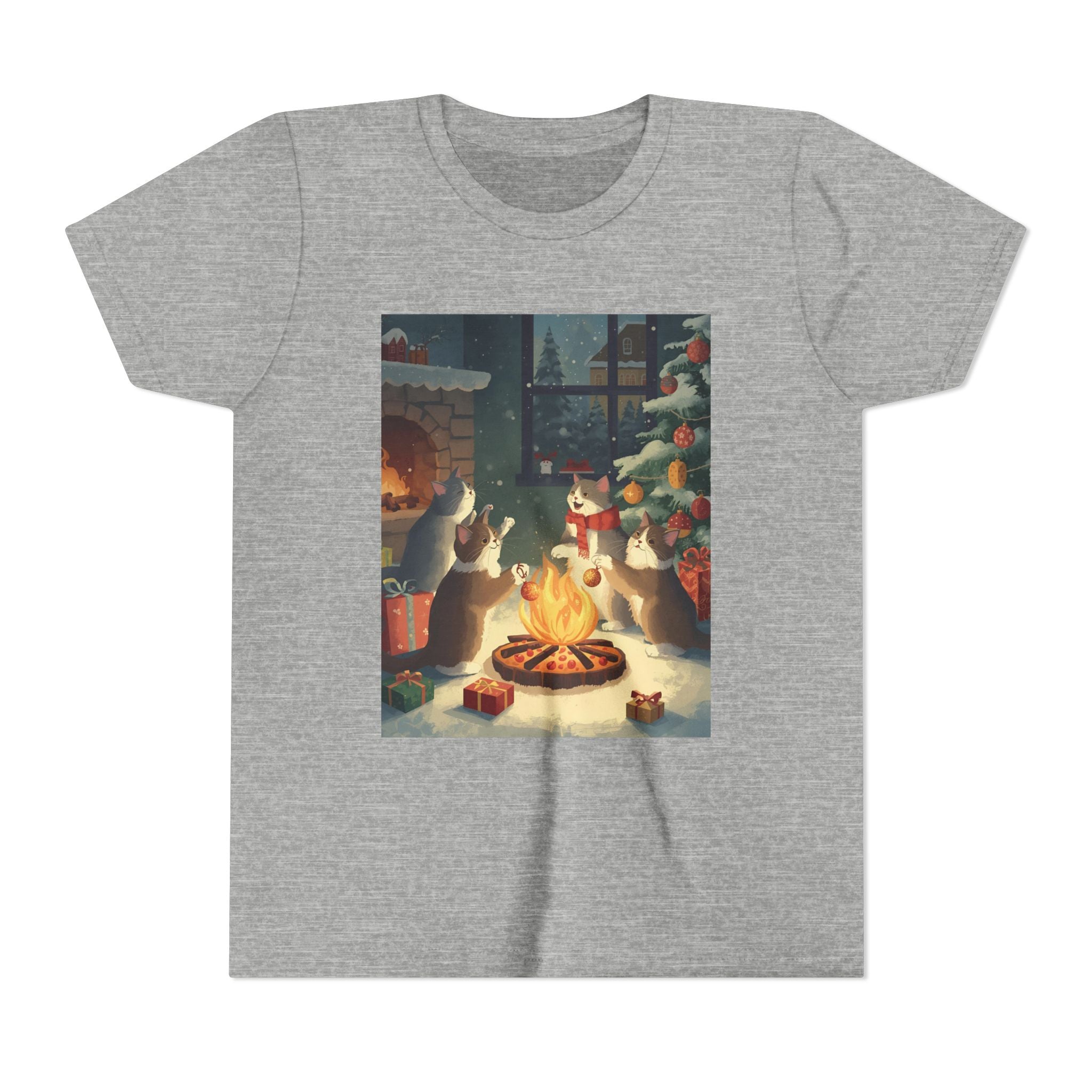 Cozy Christmas Youth Tee, Festive Graphic Short Sleeve Shirt, Holiday Charm for Kids, Cute Gift for Thanksgiving, Winter Gatherings