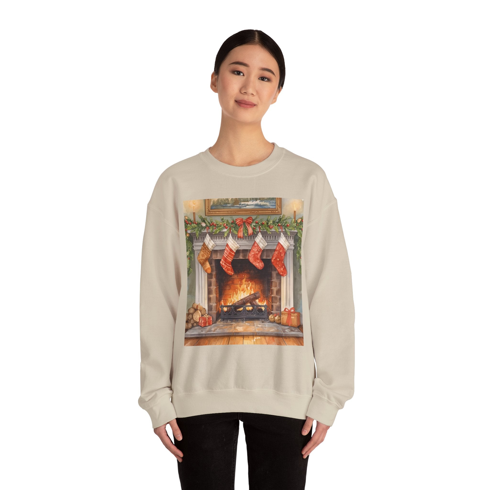 Christmas Stocking Fireplace Unisex Heavy Blend™ Crewneck Sweatshirt