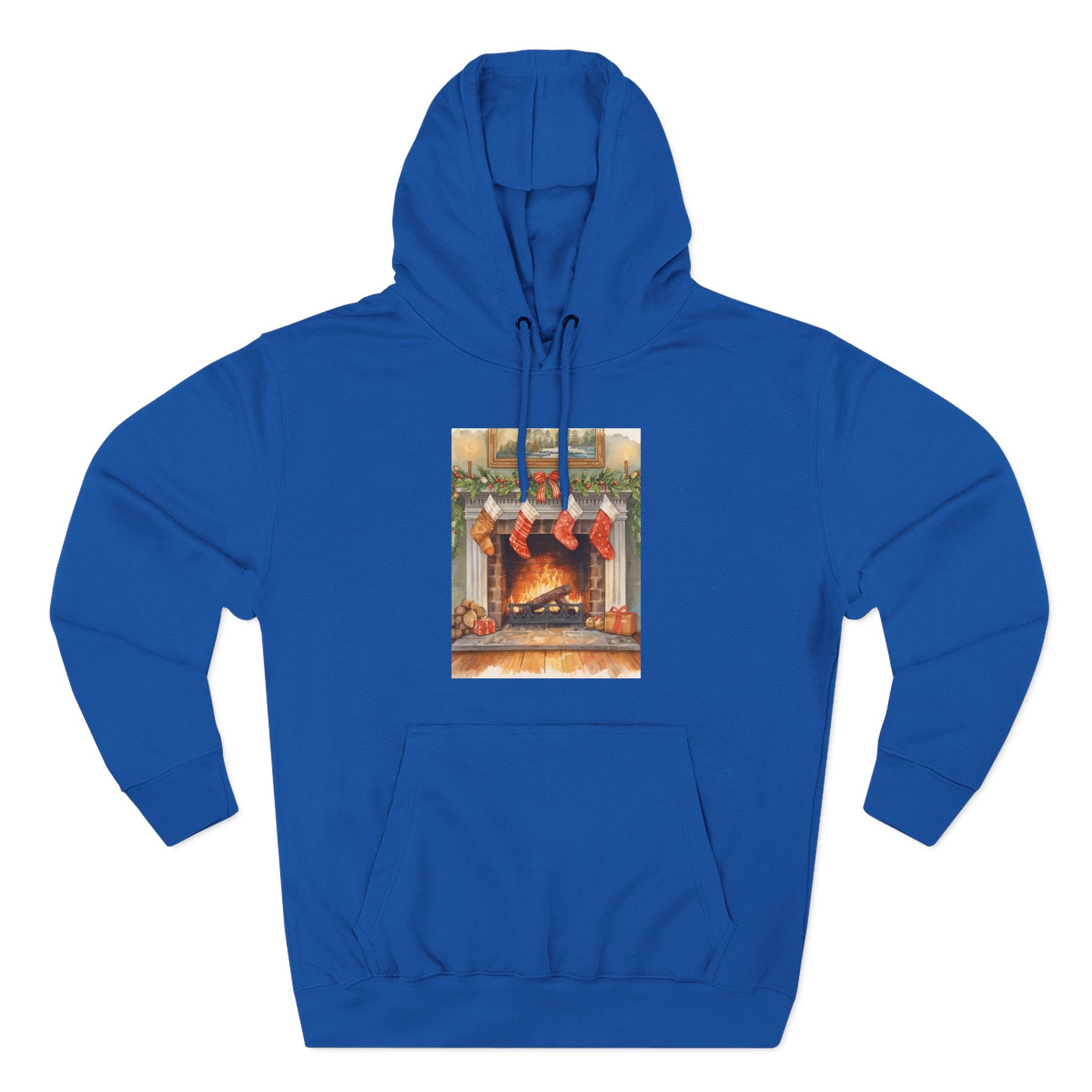 Christmas Stocking Fireplace Three-Panel Fleece Hoodie