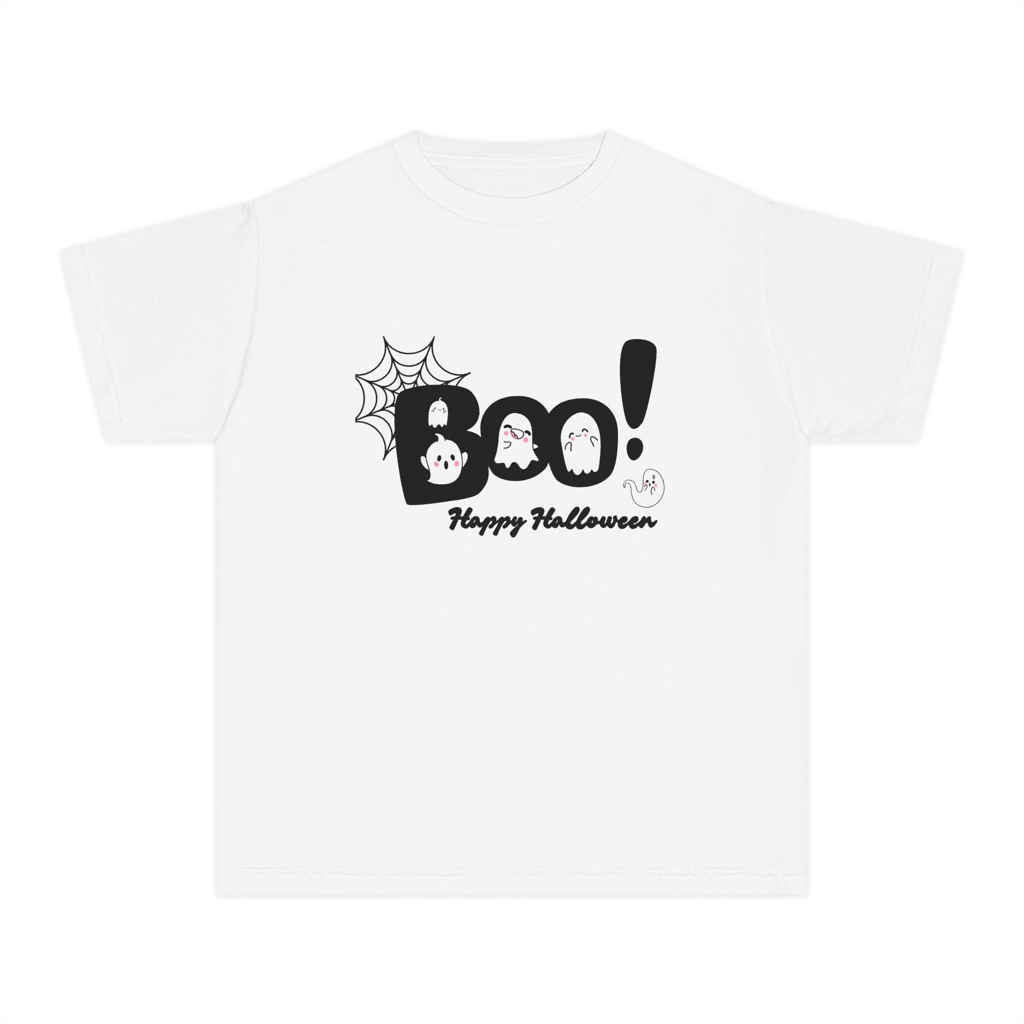Cute Halloween Youth Tee, 'Boo!' Graphic Tee, Kids Halloween Shirt, Trick-or-Treat Apparel, Spooky Holiday T-Shirt