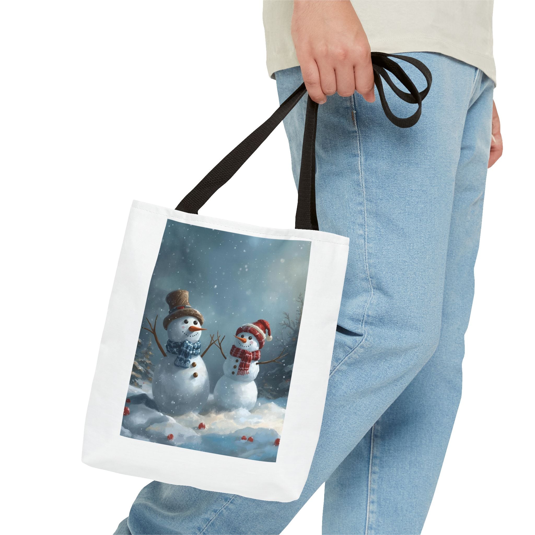 Christmas Snowman Holiday Tote Bag, Festive Bag for Christmas, Winter Shopping, Gift for Her, Reusable Eco-Friendly, Merry Holidays
