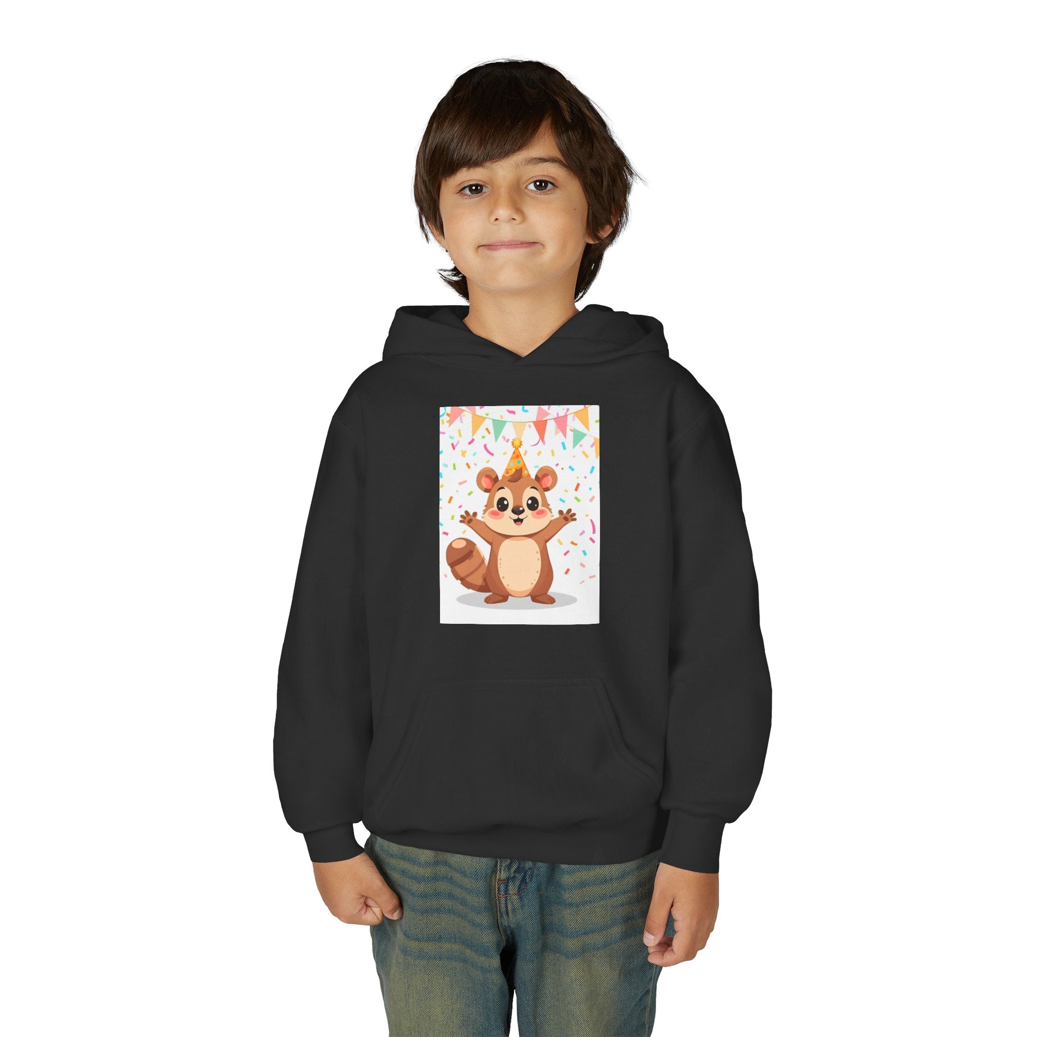 Party Animal With Squirl Youth Heavy Blend Hooded Sweatshirt