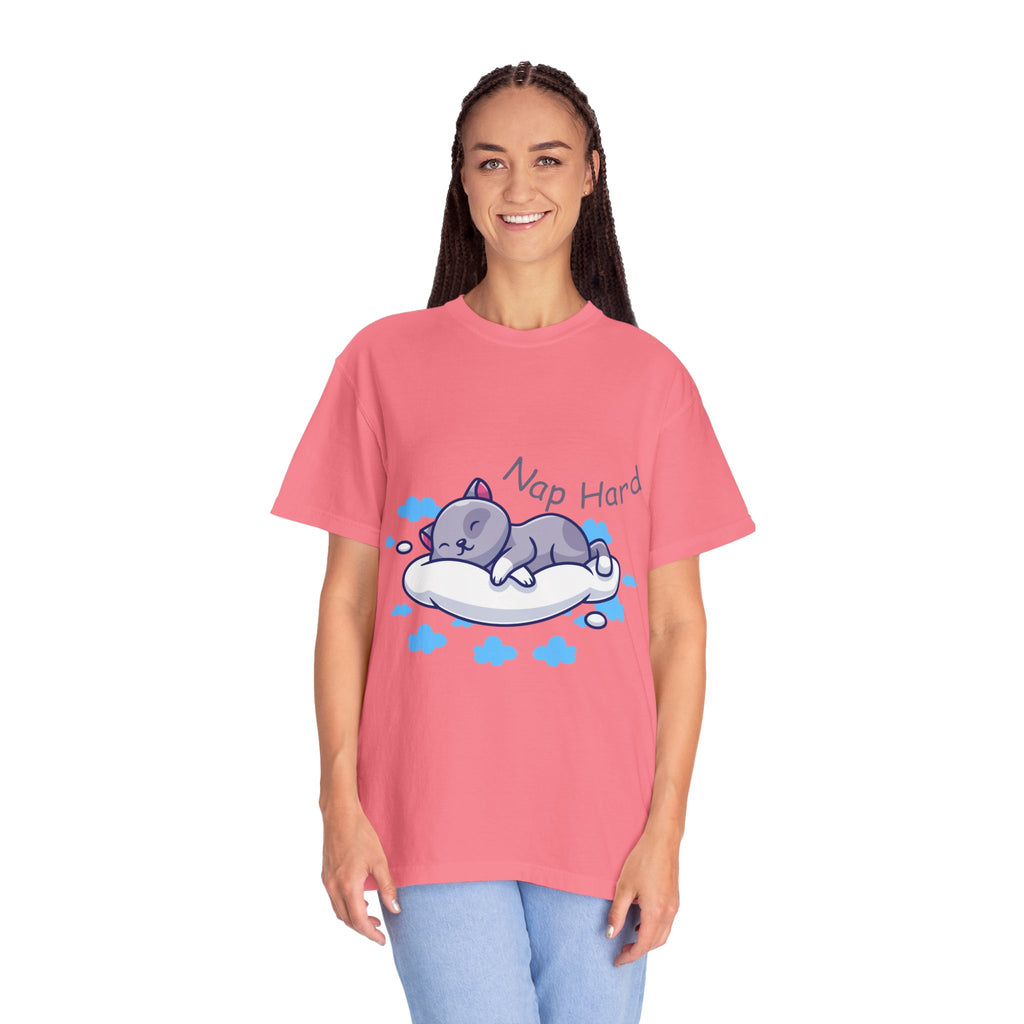 Cat Nap Graphic T-shirt, Cute Cat Tee, Relaxed Fit Apparel, Gift for Cat Lovers, Cozy Lounge Wear, Funny Pet Humor Top
