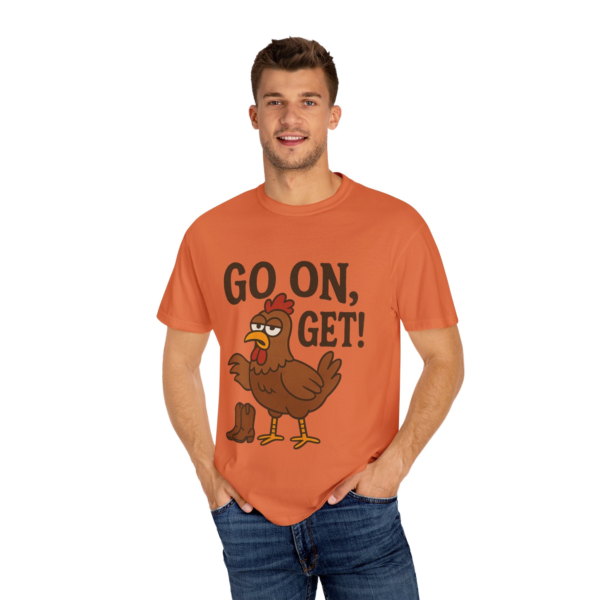 Funny Chicken Graphic T-Shirt - "Go On, Get!" Unisex Tee