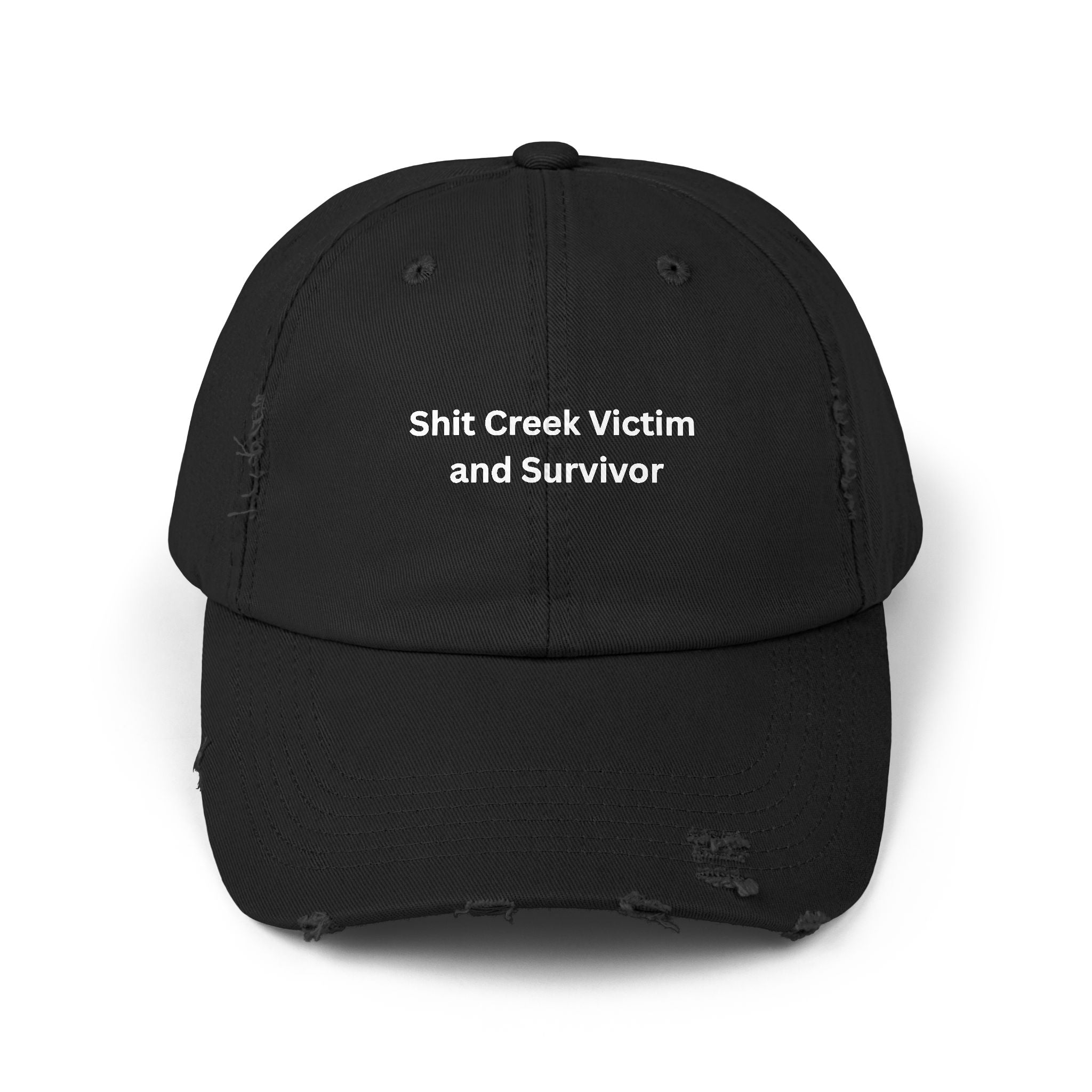 Distressed Cap with 'Shit Creek Victim and Survivor' Text - Perfect for Casual Days, Gifts for Survivors, Unique Statement Hat, Ideal [...]