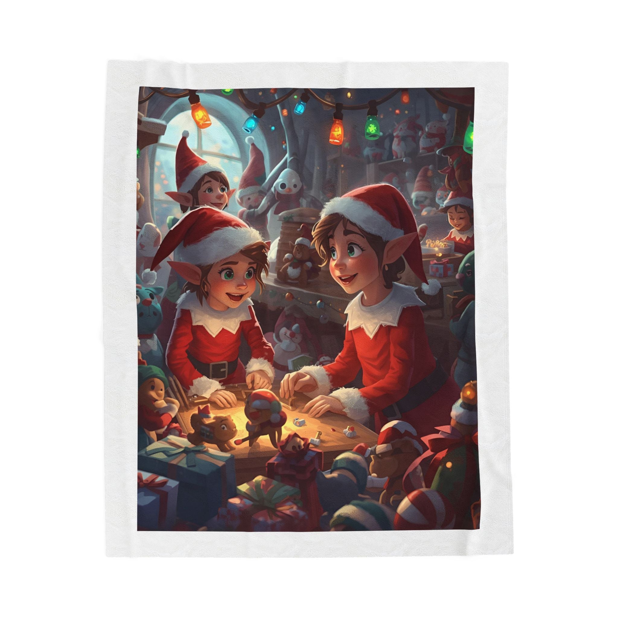 Christmas Elf Velveteen Plush Blanket, Cozy Holiday Decor, Winter Gift, Elf Themed Blanket, Kid's Room Comfort, Christmas Present