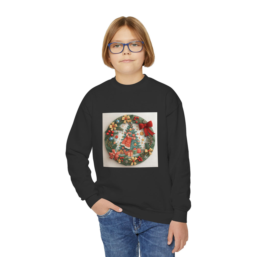Christmas Wreath Youth Crewneck Sweatshirt