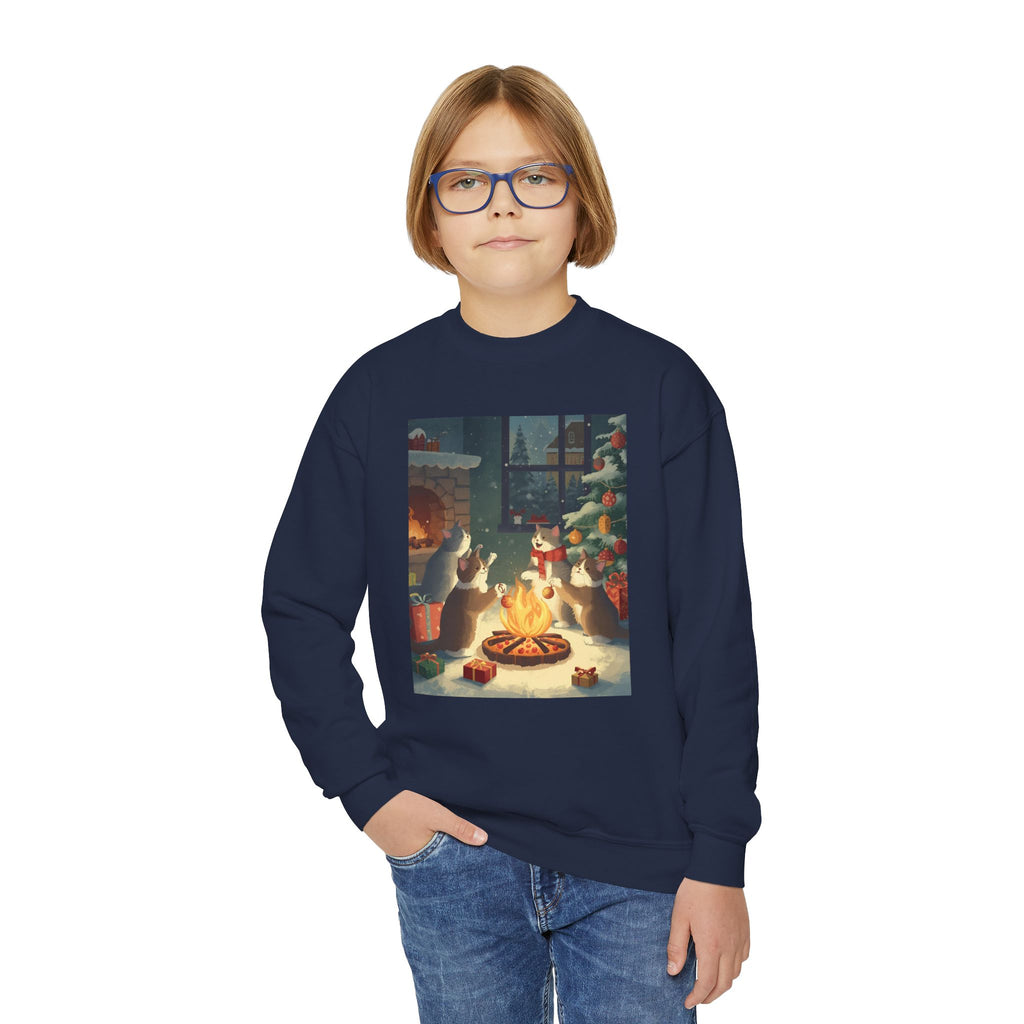 Cute Cats Christmas Youth Crewneck Sweatshirt