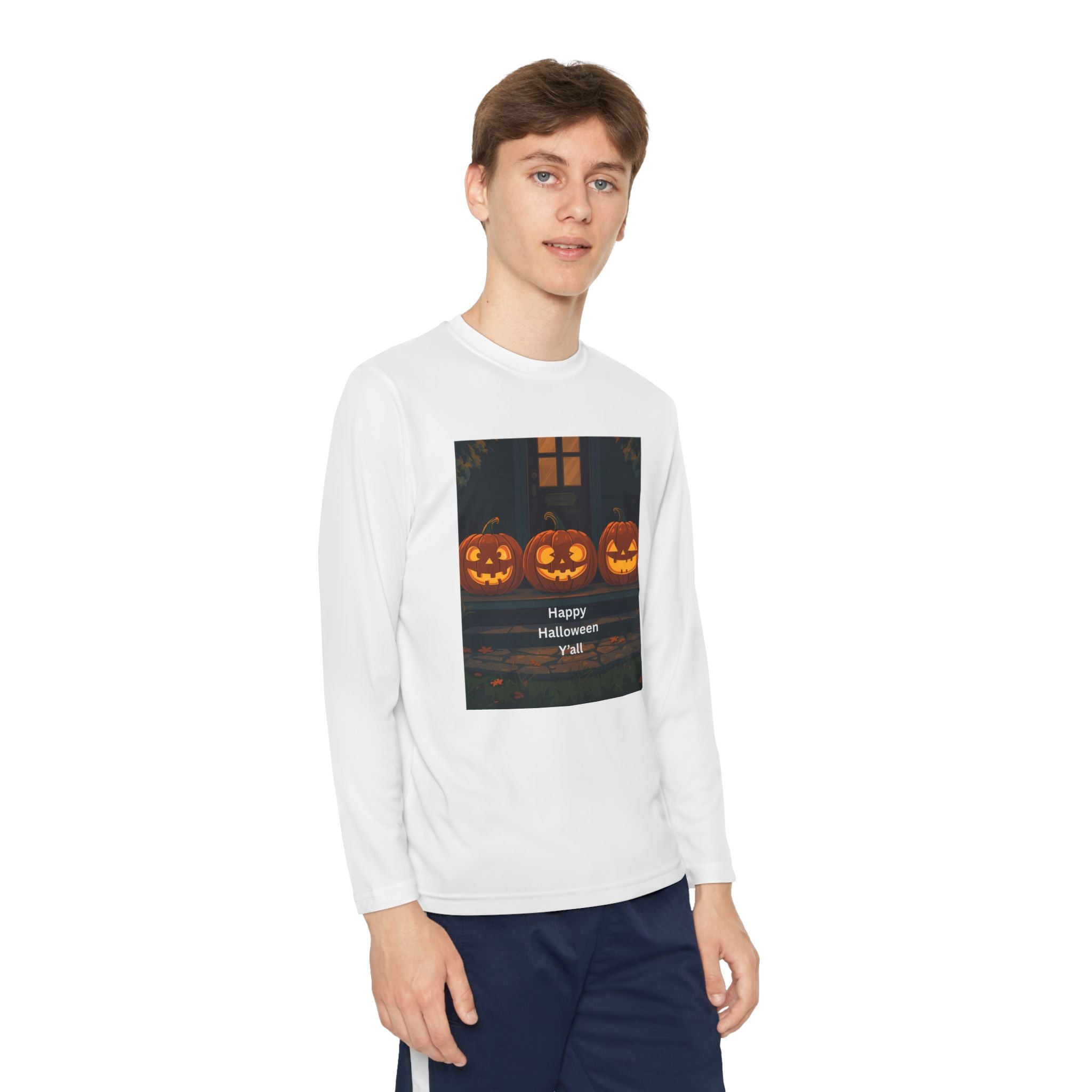 Halloween Pumpkin Youth Long Sleeve Competitor Tee