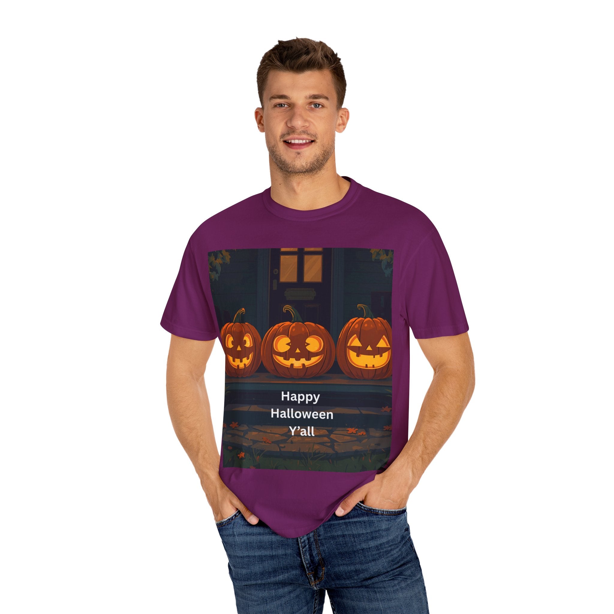 Happy Halloween Pumpkin Unisex T-shirt, Spooky Season Tee, Fall Festival Shirt, Pumpkin Graphic Top, Halloween Gift for Him/Her