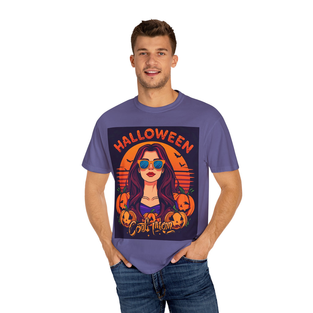 Halloween Cool Mom T-Shirt, Unisex Garment-Dyed Tee, Spooky Season Apparel, Fall Fashion, Halloween Costume Shirt
