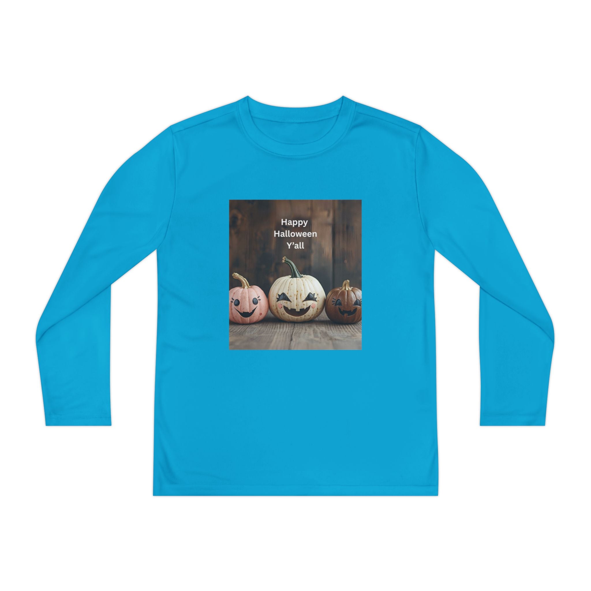 Happy Halloween Youth Long Sleeve Tee, Spooky Kids Top, Fall Costume Shirt, Trick or Treat Apparel, Pumpkin Graphic Tee