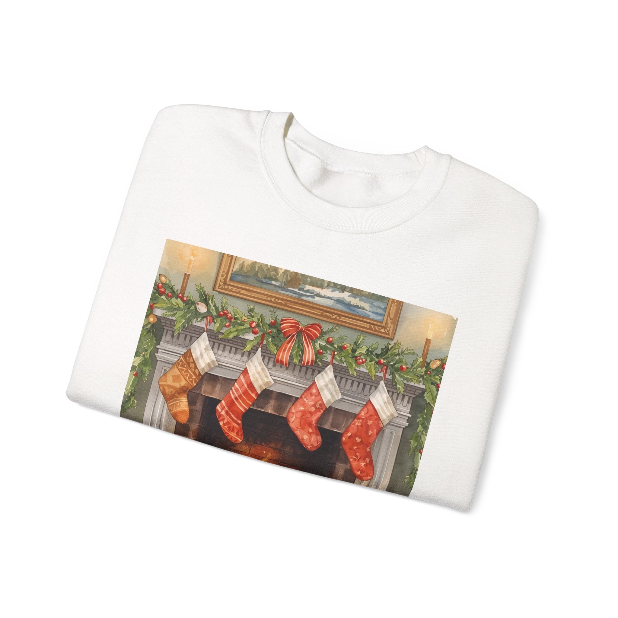 Christmas Stocking Fireplace Unisex Heavy Blend™ Crewneck Sweatshirt