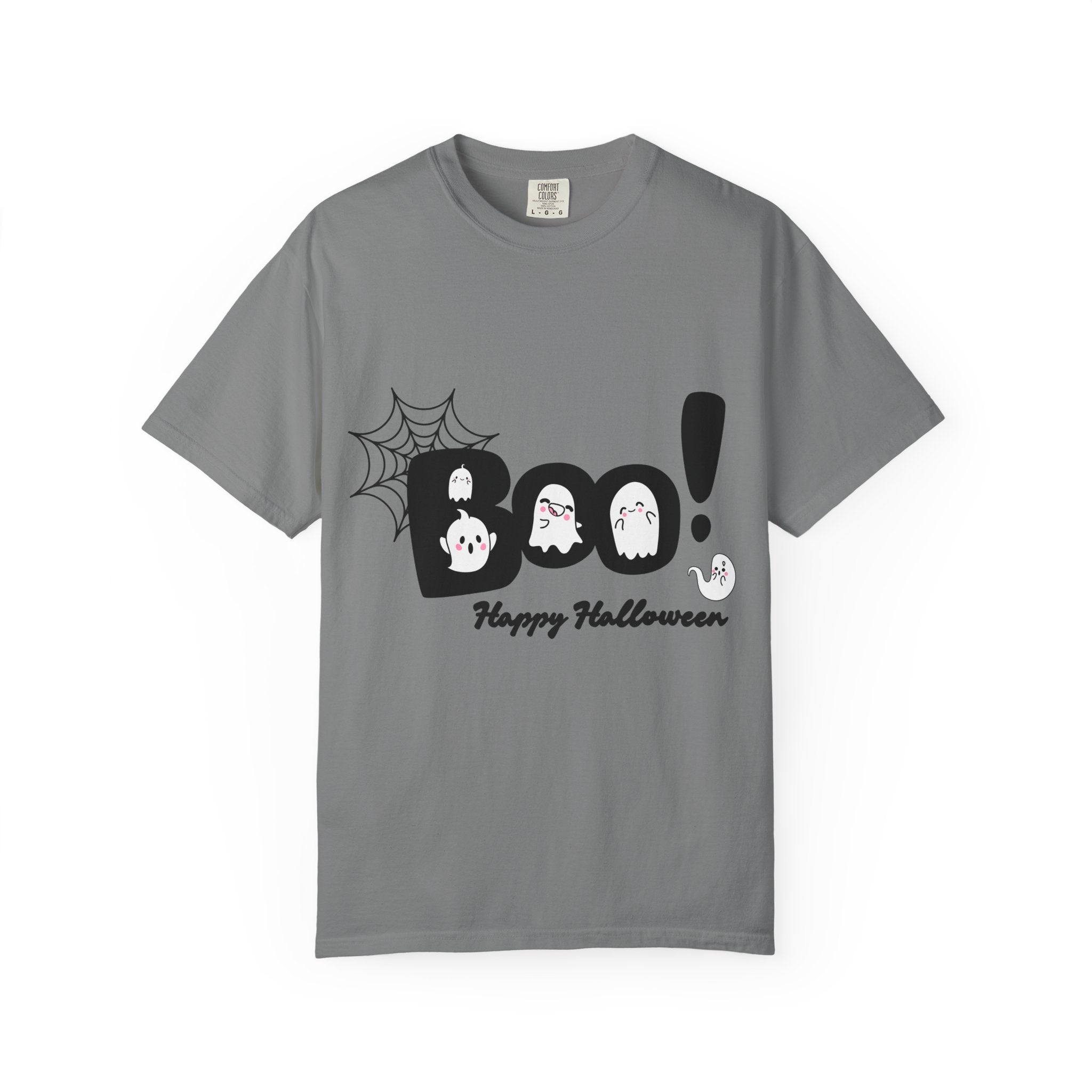 Halloween Boo T-Shirt, Unisex Garment-Dyed Tee, Spooky Costume, Fall Apparel, Trick or Treat Shirt, Ghost Print Top