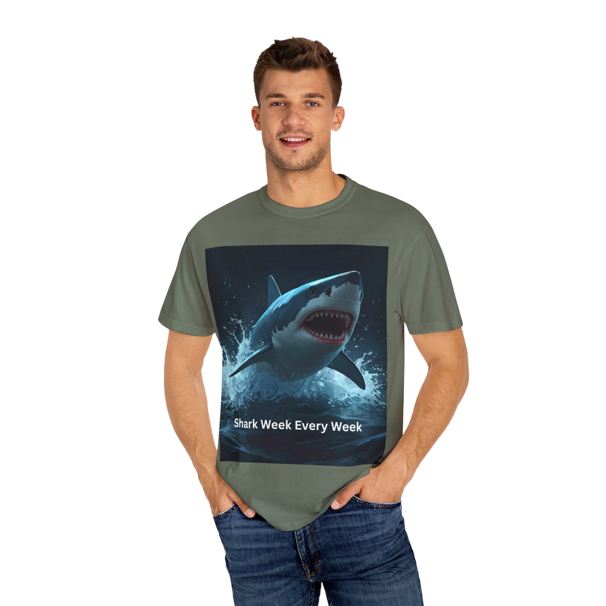 Shark Week T-Shirt, Unisex Casual Tee, Ocean Lover Gift, Summer Apparel, Marine Life Shirt, Beachwear
