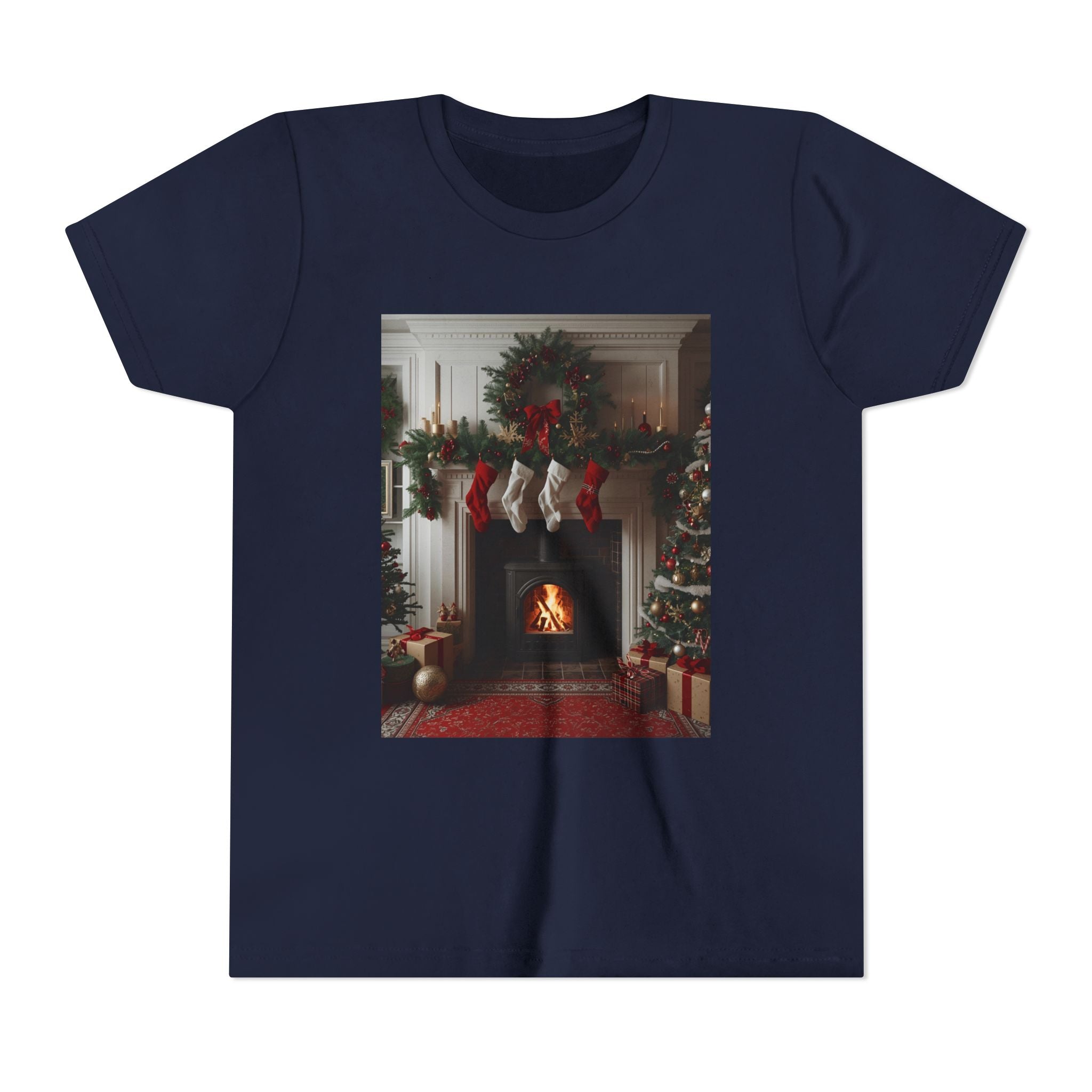 Cozy Christmas Youth Tee, Holiday Gift for Kids, Festive Short Sleeve Shirt, Winter Wear, Family Photos, Christmas Apparel