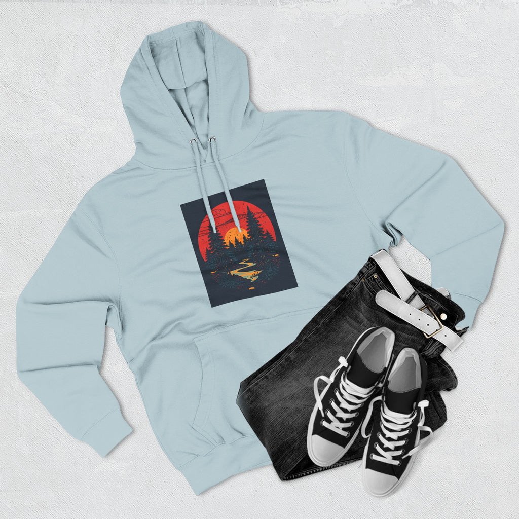 Cozy Nature Sunset Hoodie, Graphic Fleece Sweatshirt, Outdoor Apparel, Fall Fashion, Gift for Nature Lovers, Winter Wear