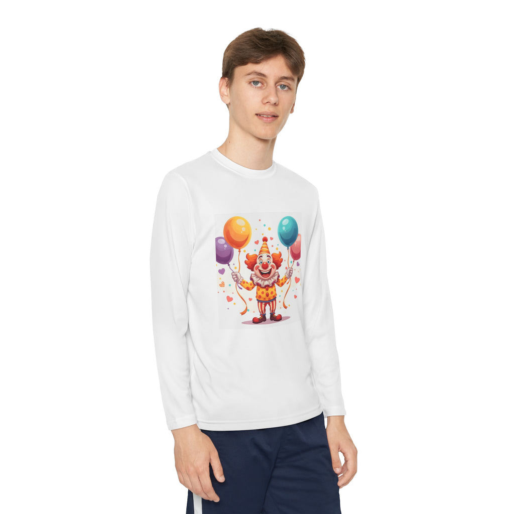 Birthday Clown With Balloons Youth Long Sleeve Competitor Tee