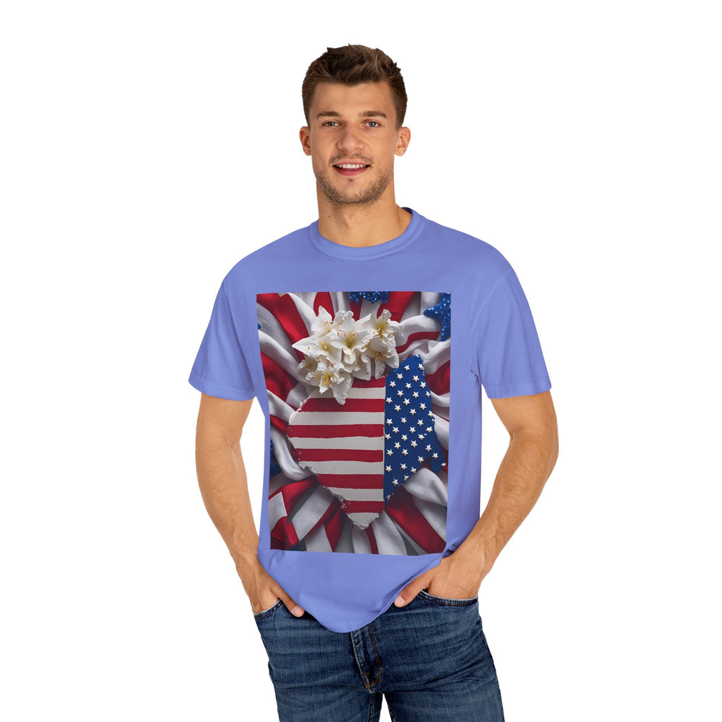 Patriotic Heart T-shirt for Festive Celebrations, 4th of July Apparel, Unisex Graphic Tee, American Pride Shirt, Independence Day Gift