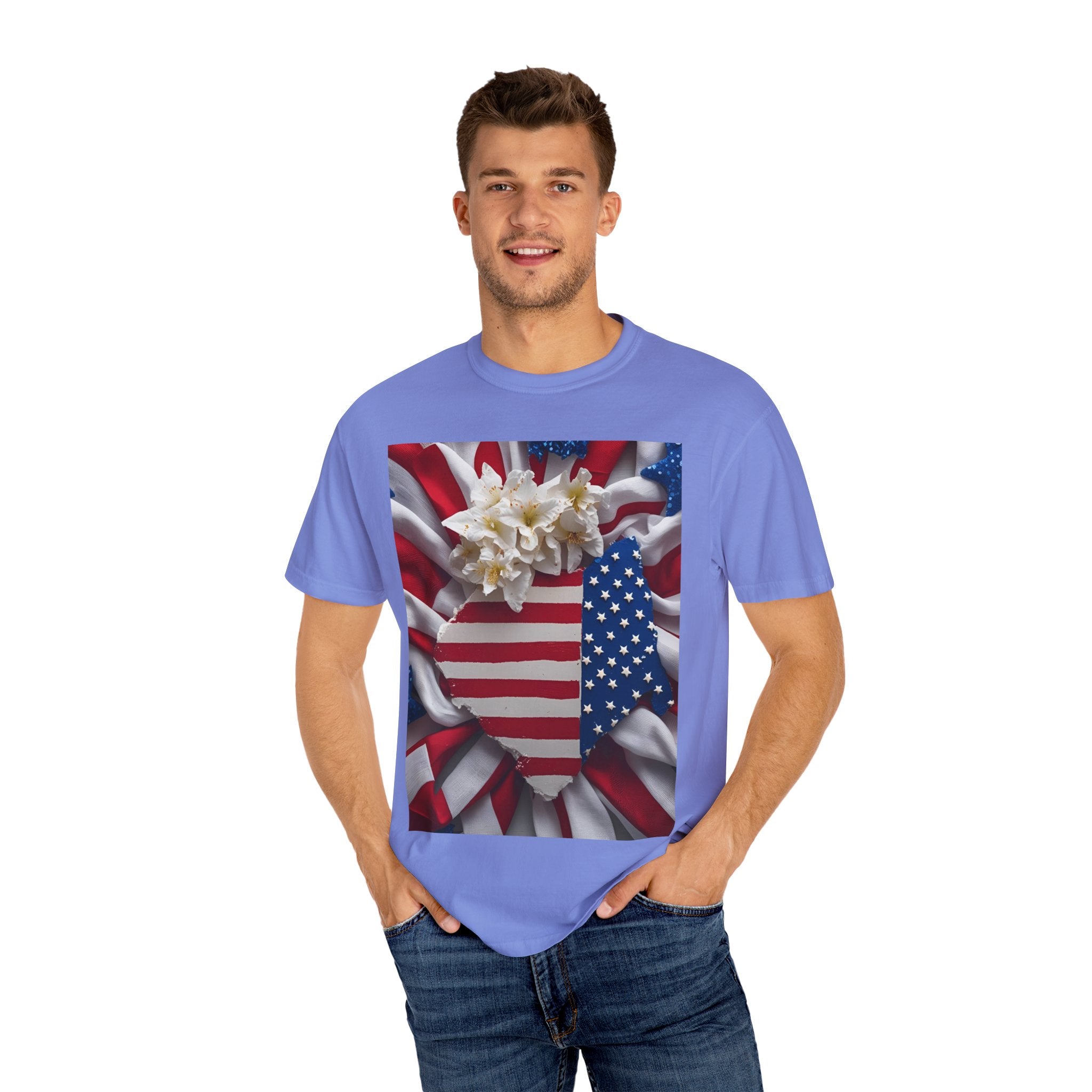 Patriotic Heart T-shirt for Festive Celebrations, 4th of July Apparel, Unisex Graphic Tee, American Pride Shirt, Independence Day Gift