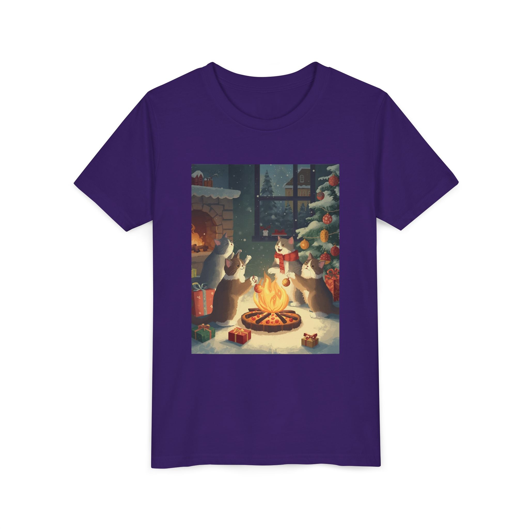Cozy Christmas Youth Tee, Festive Graphic Short Sleeve Shirt, Holiday Charm for Kids, Cute Gift for Thanksgiving, Winter Gatherings
