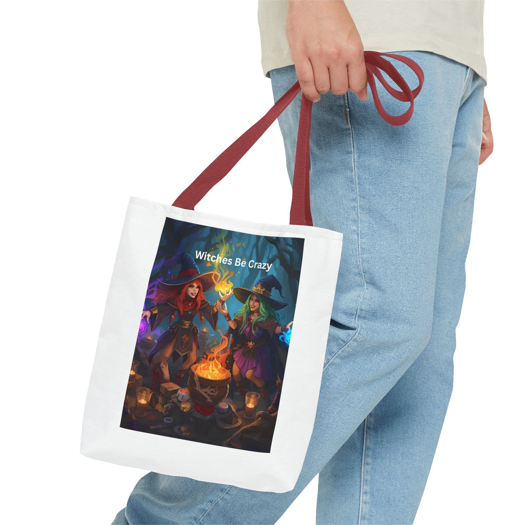 Spooky Halloween Witchy Tote Bag - Witches Be Crazy, Stylish Carryall, Halloween Gift, Boho Bag, Magic Lover's Accessory, Unique Shopper