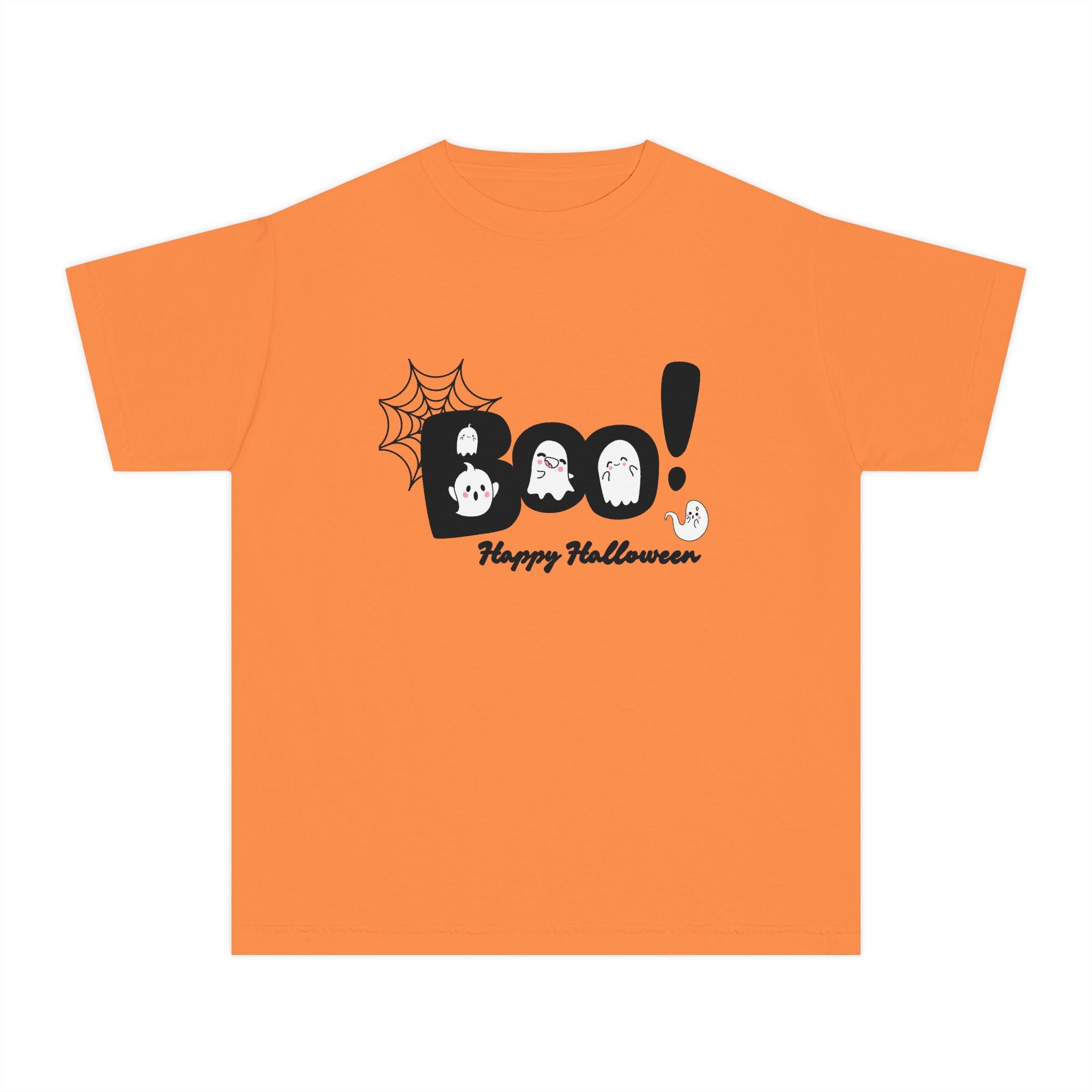 Cute Halloween Youth Tee, 'Boo!' Graphic Tee, Kids Halloween Shirt, Trick-or-Treat Apparel, Spooky Holiday T-Shirt