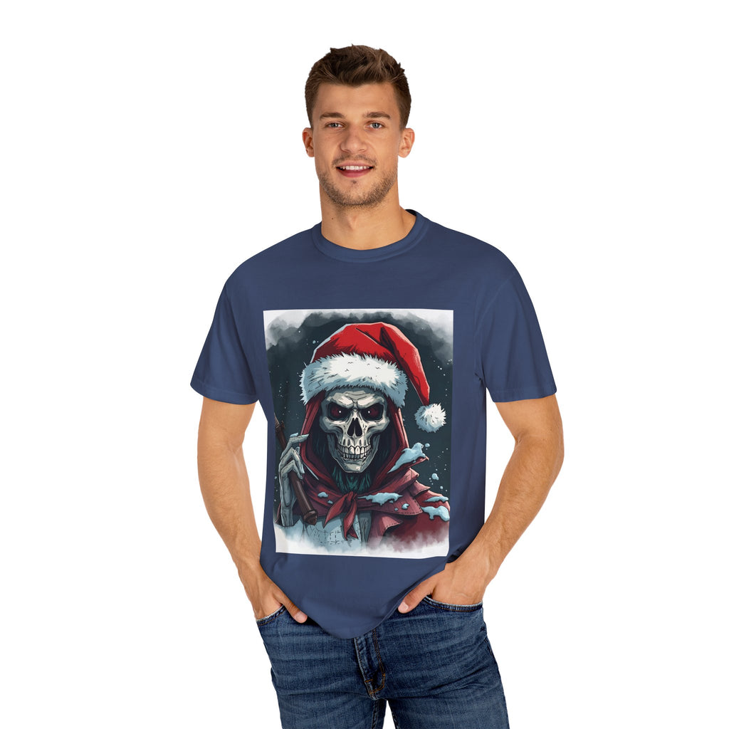 Spooky Santa Skull Graphic T-Shirt - Unisex Holiday Apparel, Christmas Gift, Casual Wear, Graphic Tee, Halloween Shirt
