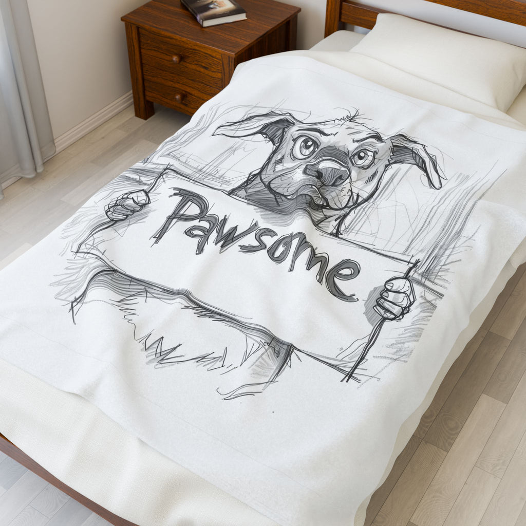 Pawsome Dog Velveteen Plush Blanket