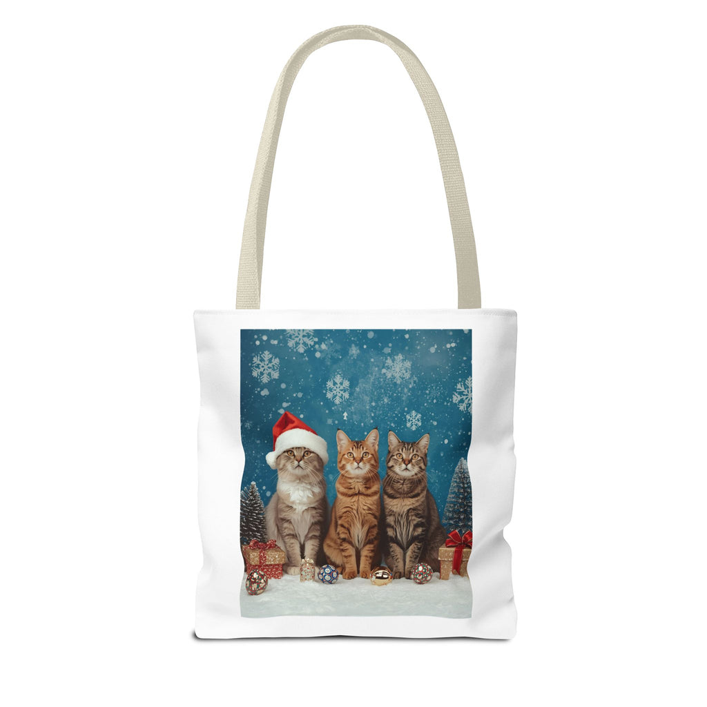 Festive Cat Tote Bag with Holiday Design, Christmas Gift, Cat Lover Bag, Eco-Friendly Shopping Bag, Cute Pet Accessory