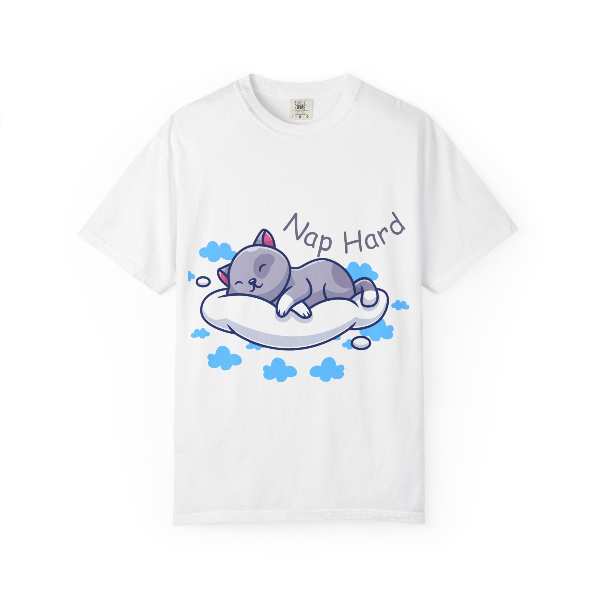 Cozy Cat Nap Hard Unisex Garment-Dyed T-shirt, Cat Lover Gift, Cozy Casual Tee, Funny Nap Shirt, Perfect for Pet Owners, Lightweight Summer Top