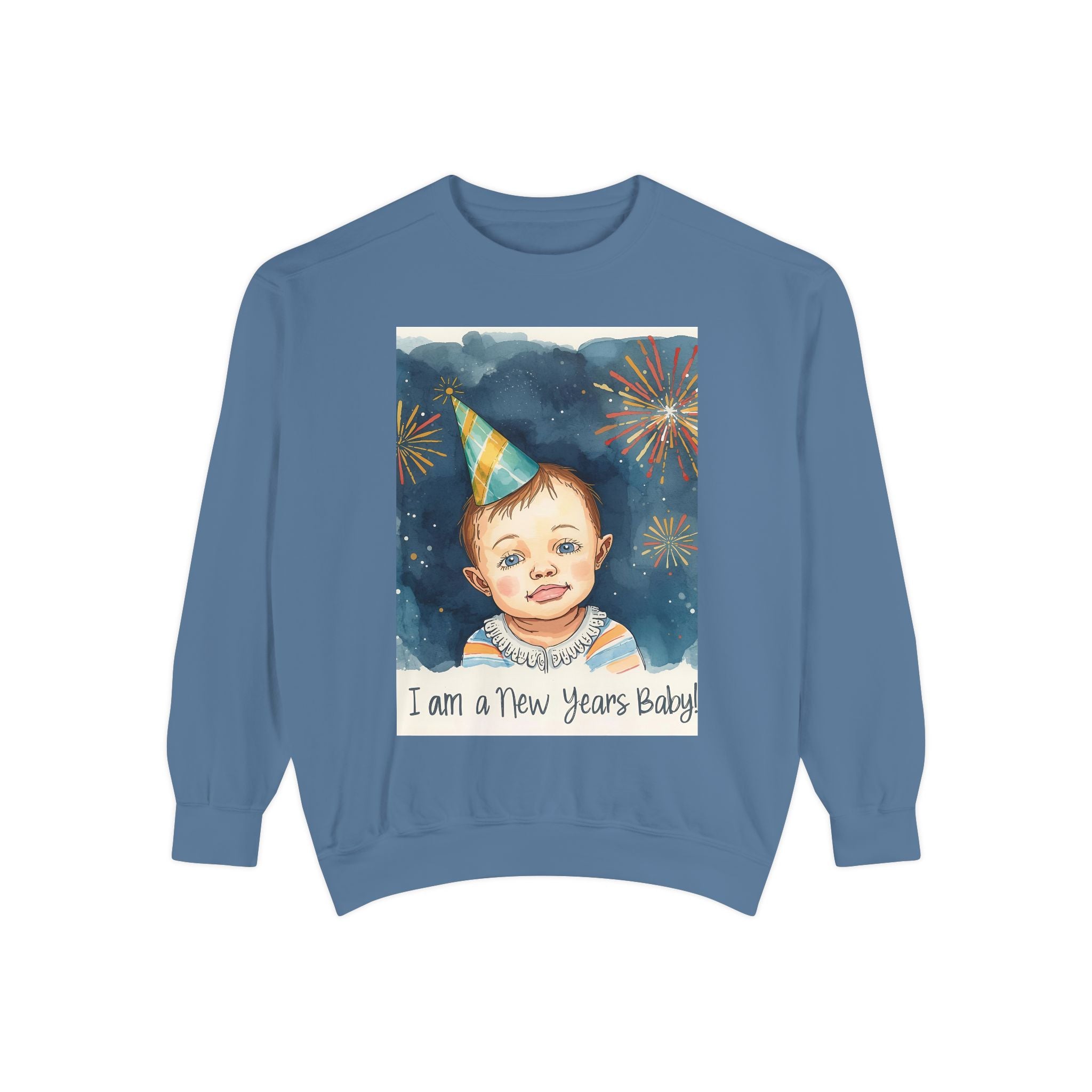 New Year's Baby Sweatshirt, Unisex Garment-Dyed Sweatshirt, Cute New Year Outfit, Holiday Gift, Baby Celebration Wear, Cozy Party Sweater