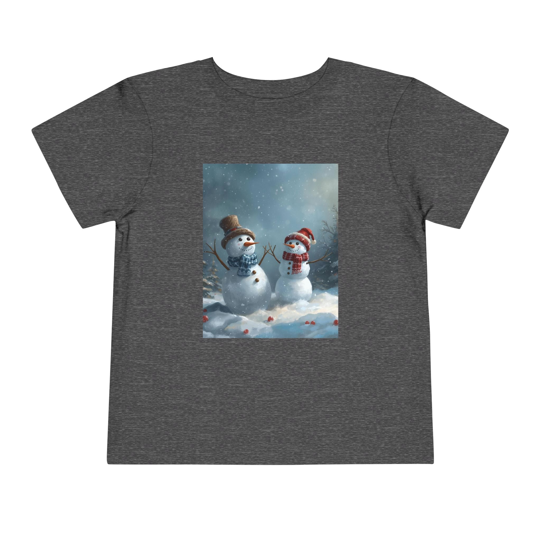 Toddler Christmas Snowman Winter Theme Tee, Cute Snowman Graphic Tee, Kids Short Sleeve Shirt, Holiday Outfit, Christmas Gift