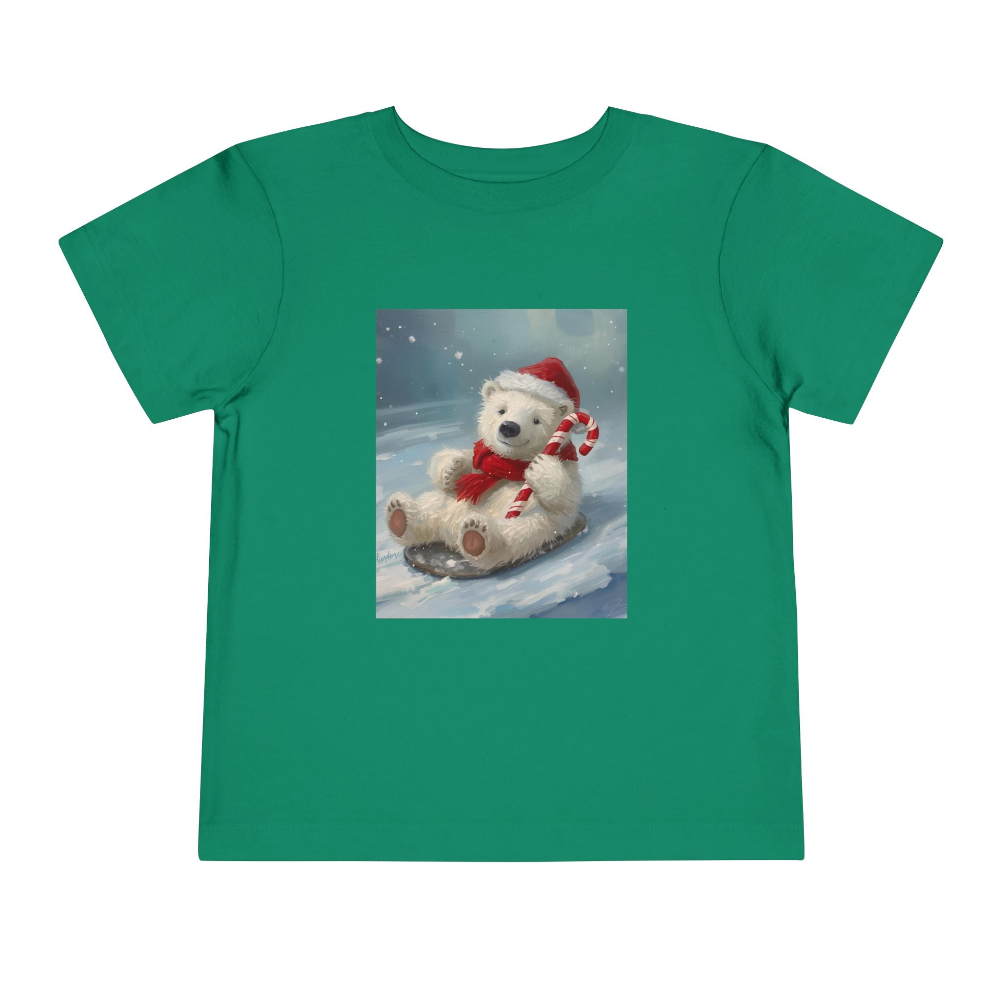 Cute Christmas Bear Toddler Short Sleeve Tee